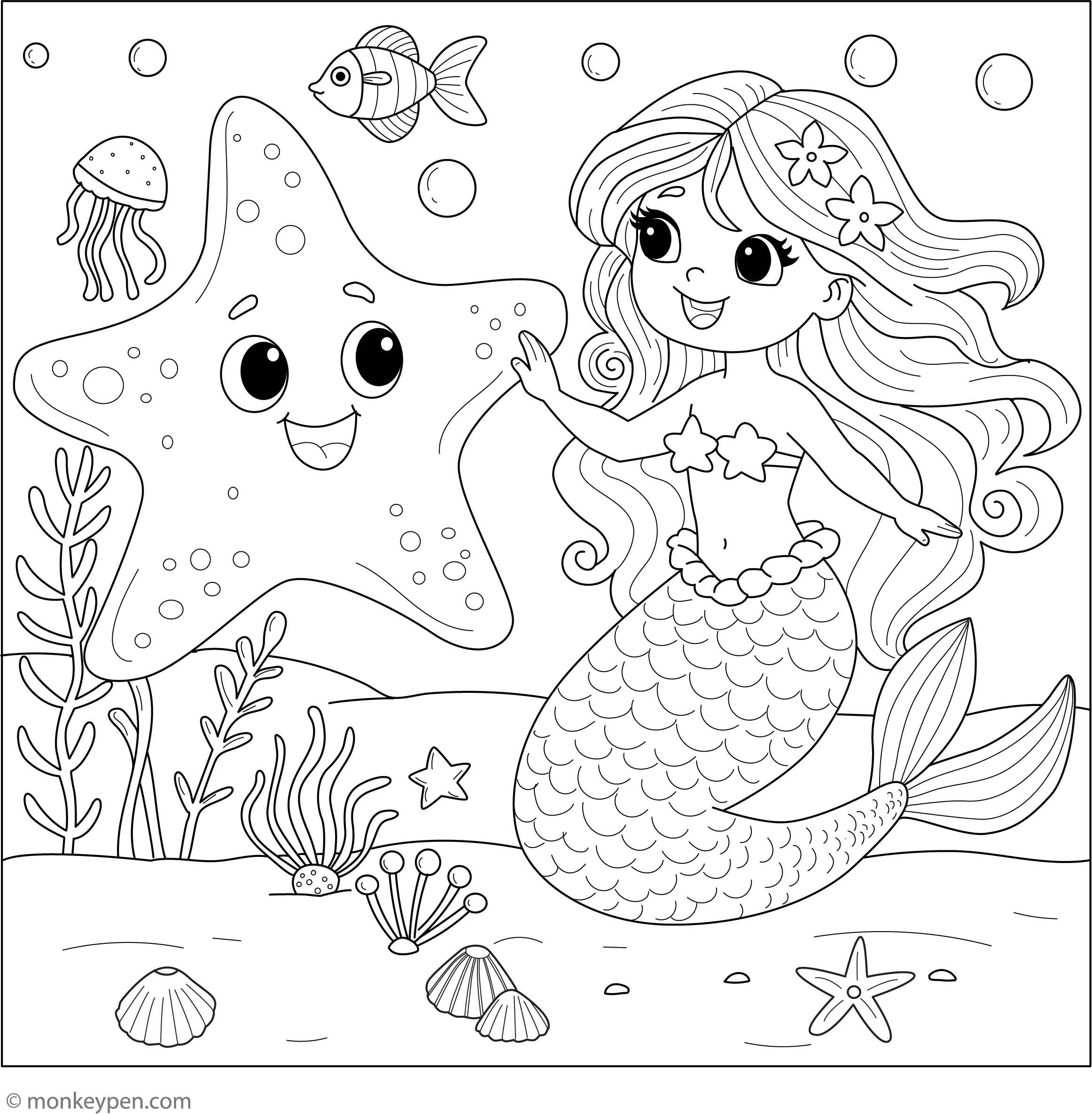 Mermaid Coloring Page Printable