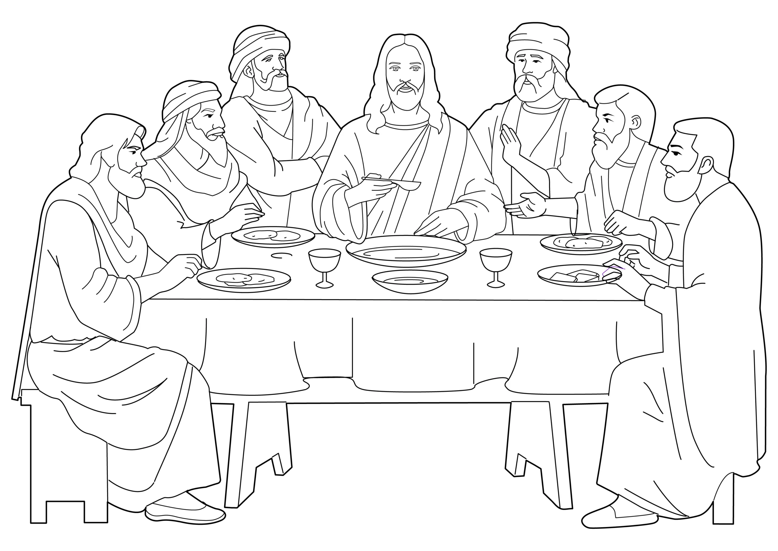 The Last Supper Coloring Page Printable PDF For Kids