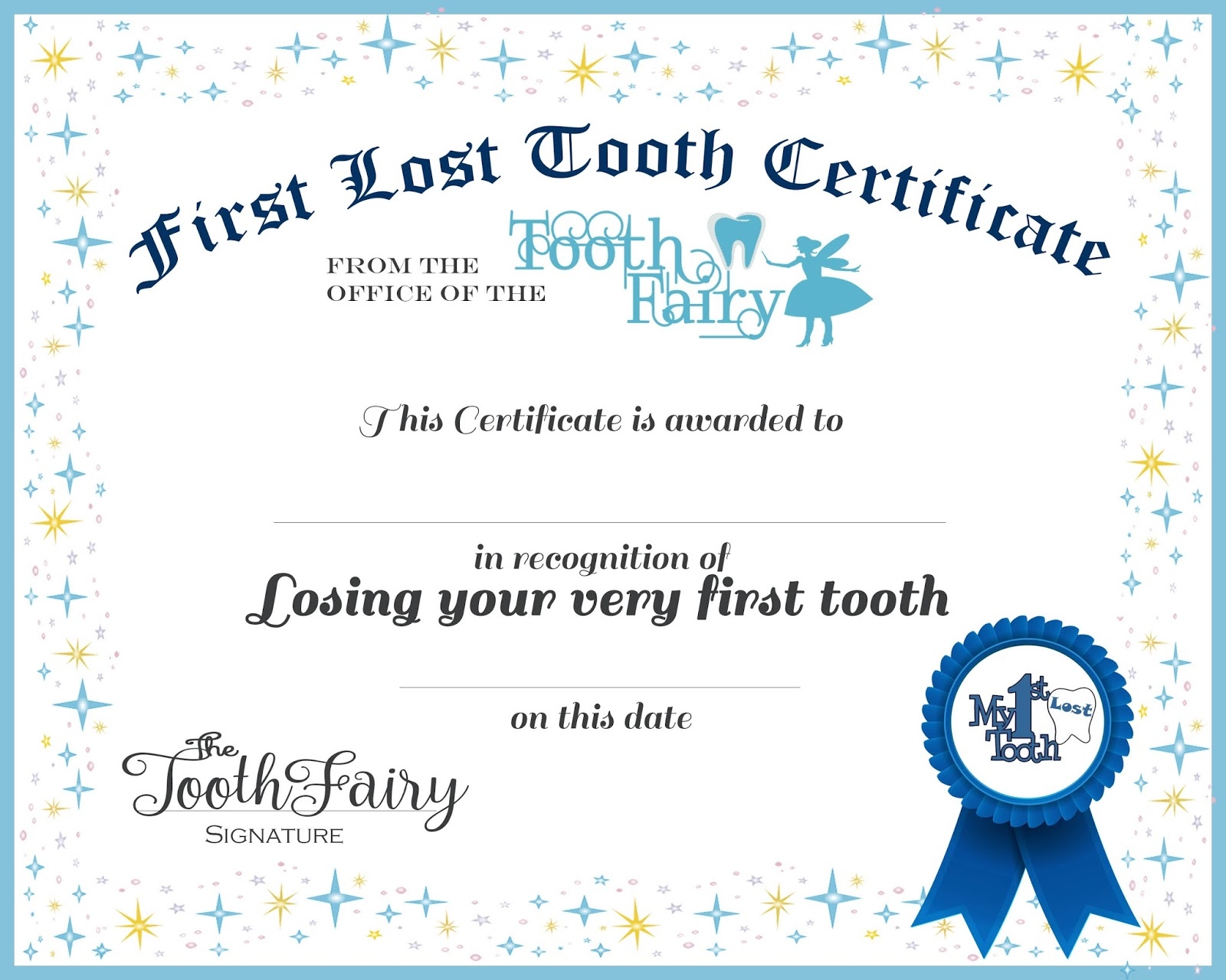Tooth Fairy Certificate Printable
