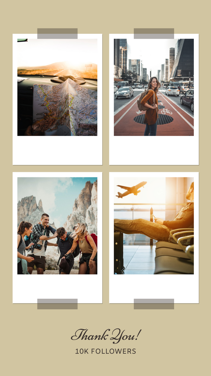 Travel Photo Polaroid Collage Thank You Followers Instagram Story 
