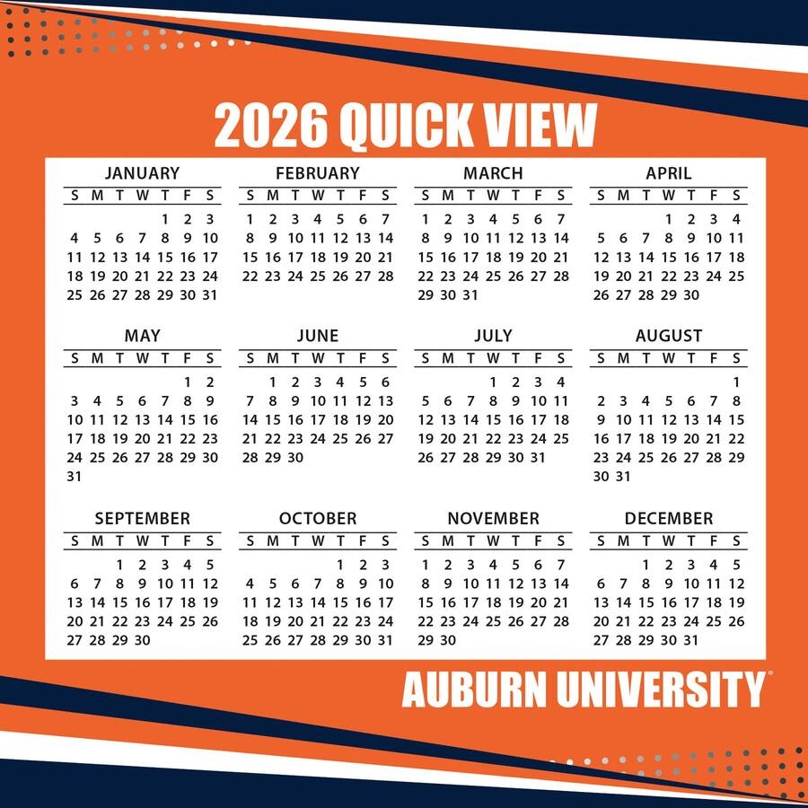Turner Sports Auburn Tigers 2026 Box Calendar Multicolor 203332838 