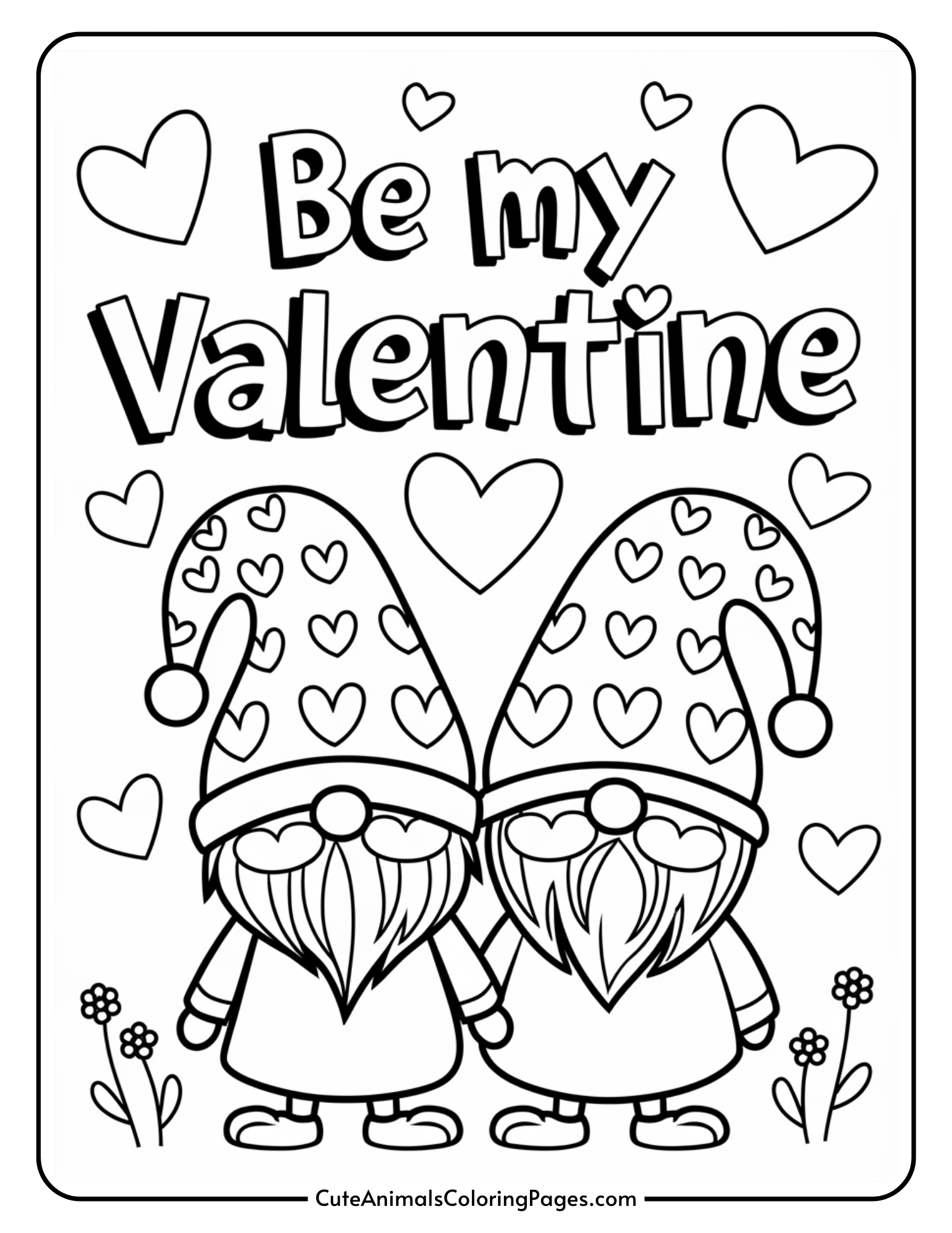 Valentine Gnome Coloring Pages 6 Free Printable PDF Pages Cute 