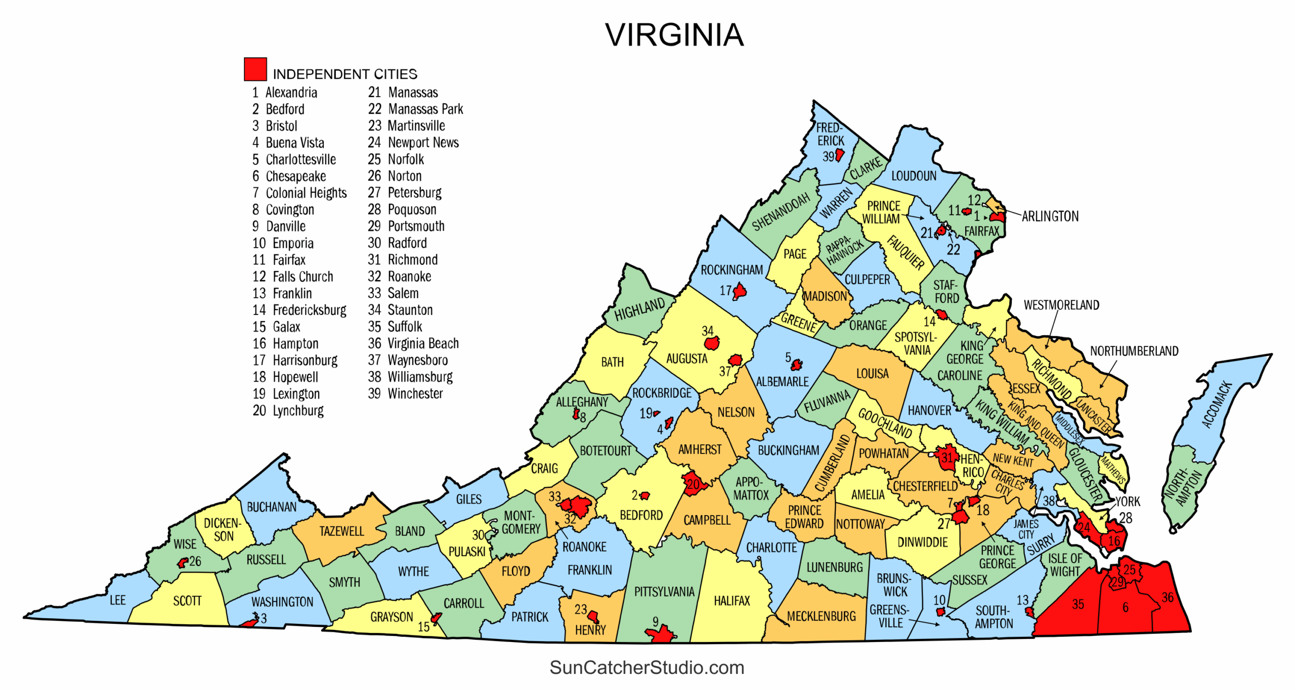 Virginia County Map Printable State Map With County Lines Free 