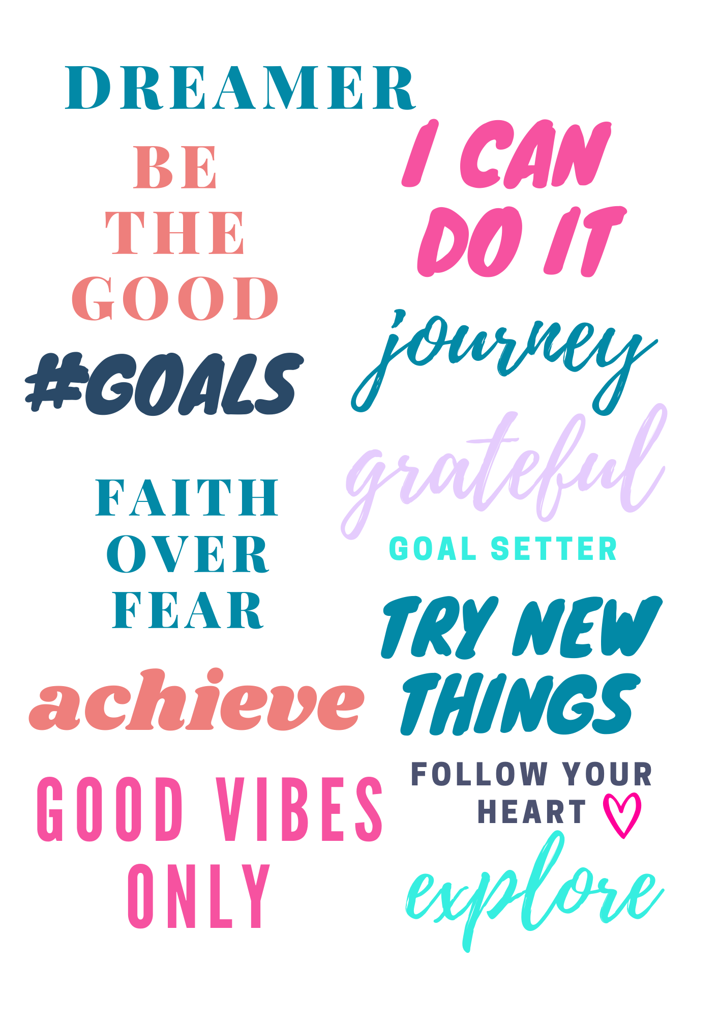 Printable Vision Board Words