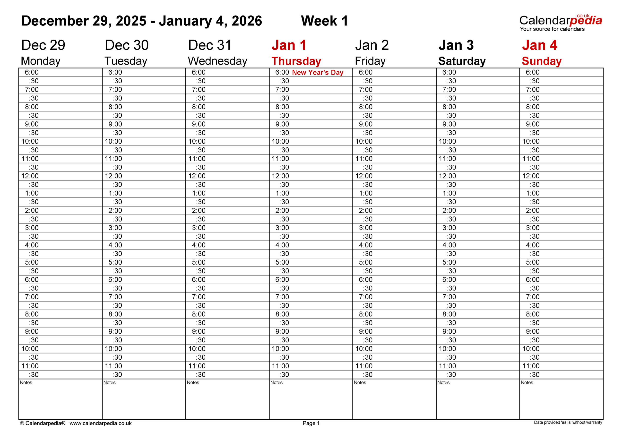 Printable Calendar 2026 Weekly