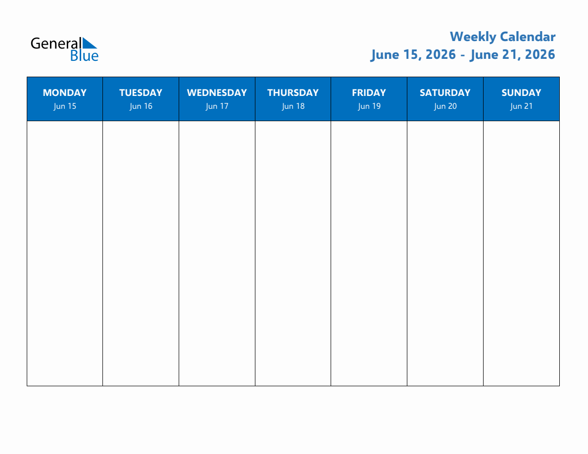 General Blue Calendar 2026 Calendar Template