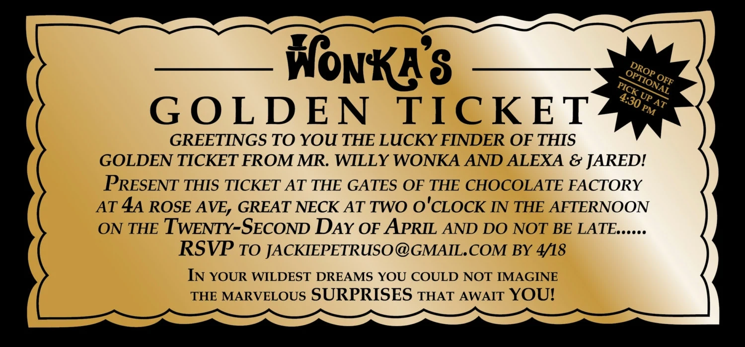 Printable Golden Ticket Willy Wonka