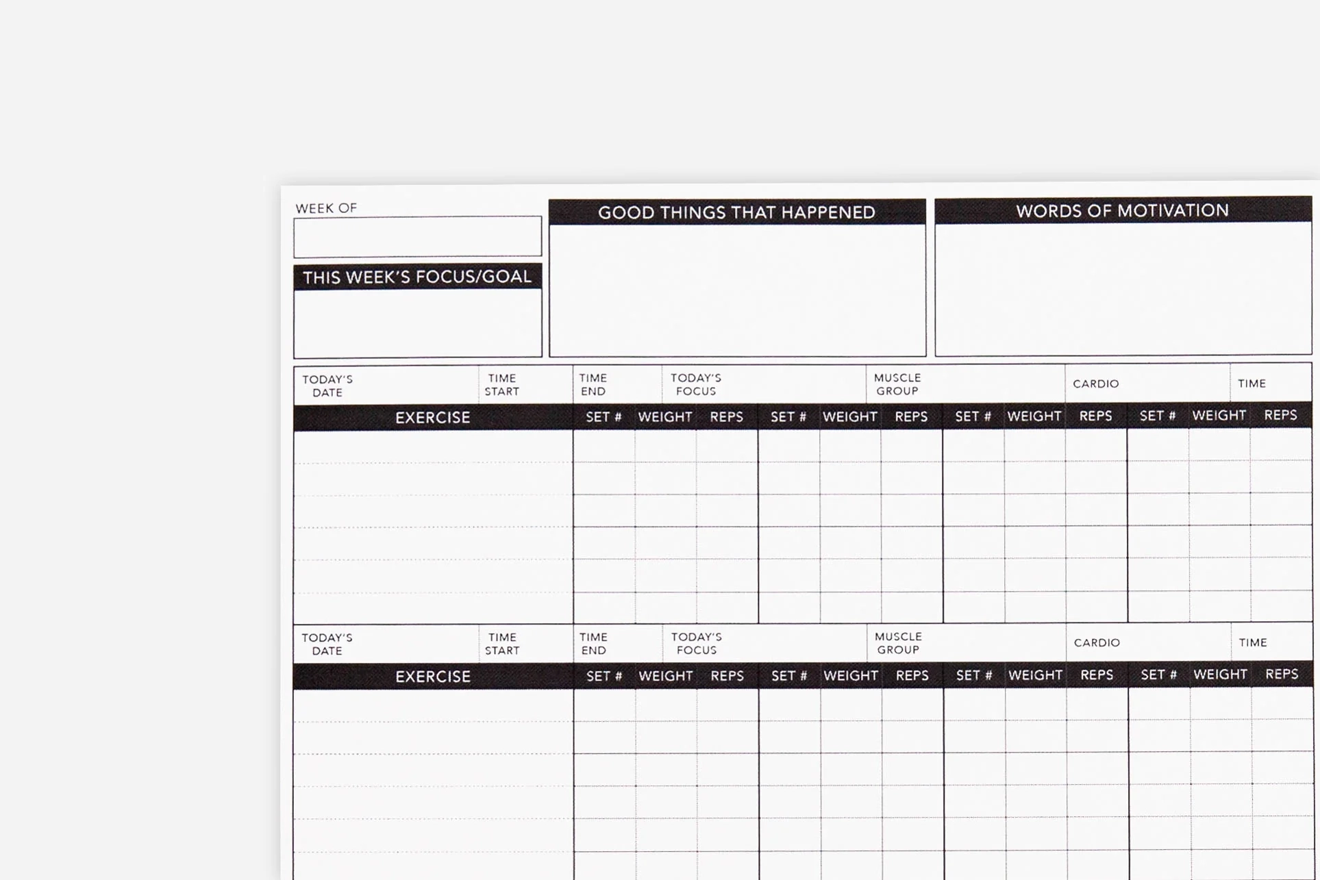 Workout Tracker PDF Free Printable Passion Planner