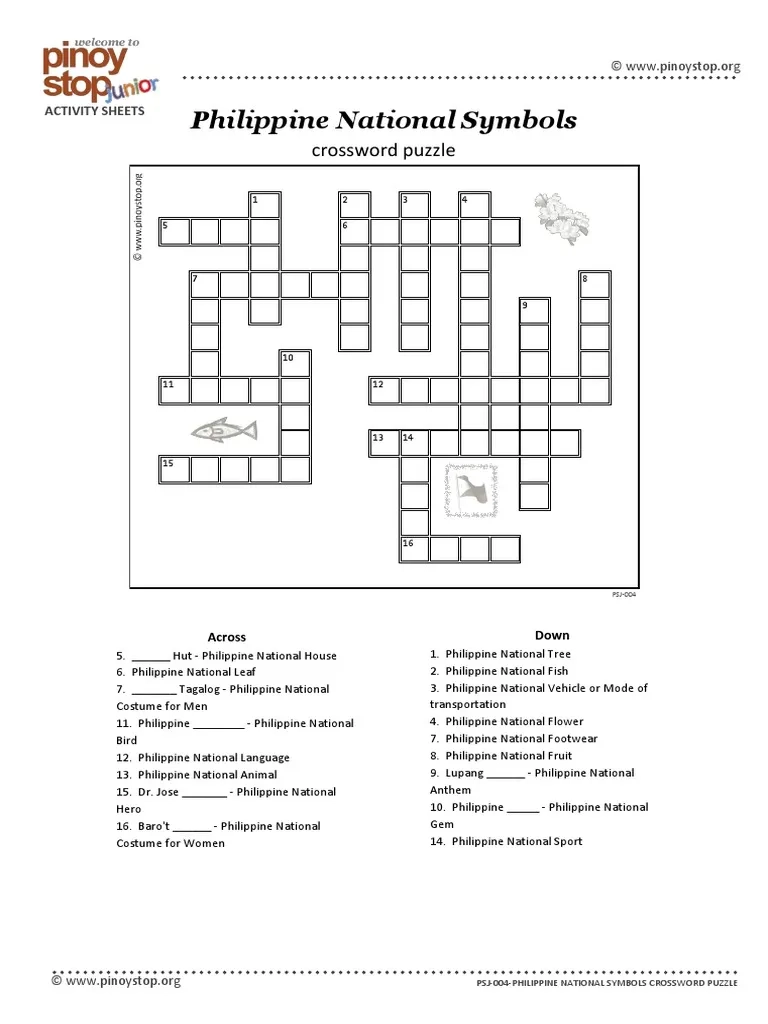 Tagalog Crossword Puzzle Printable
