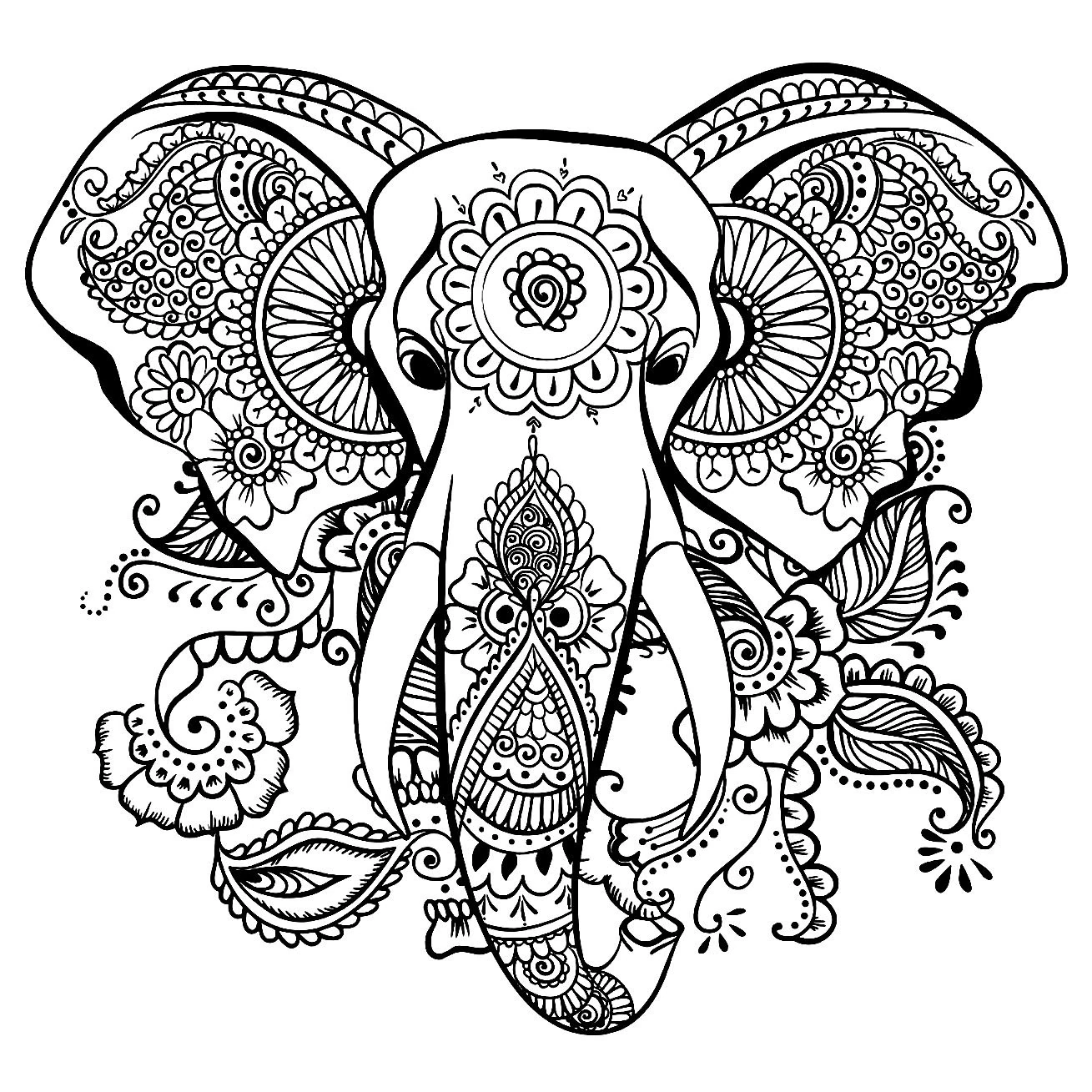 10 Adult themed Elephant Coloring Pages Etsy UK
