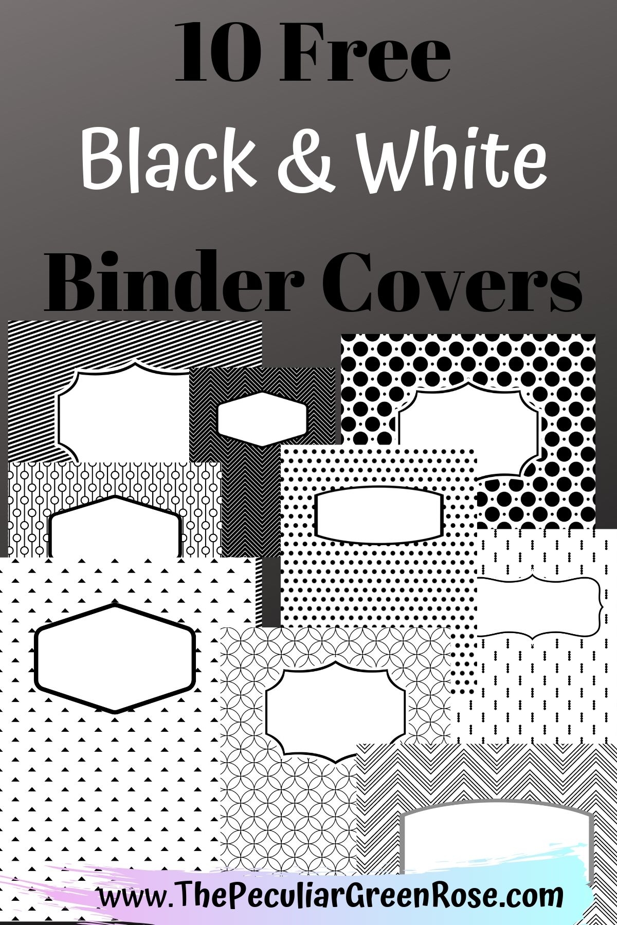 10 Free Variety Black amp White Binder Covers The Peculiar Green Rose