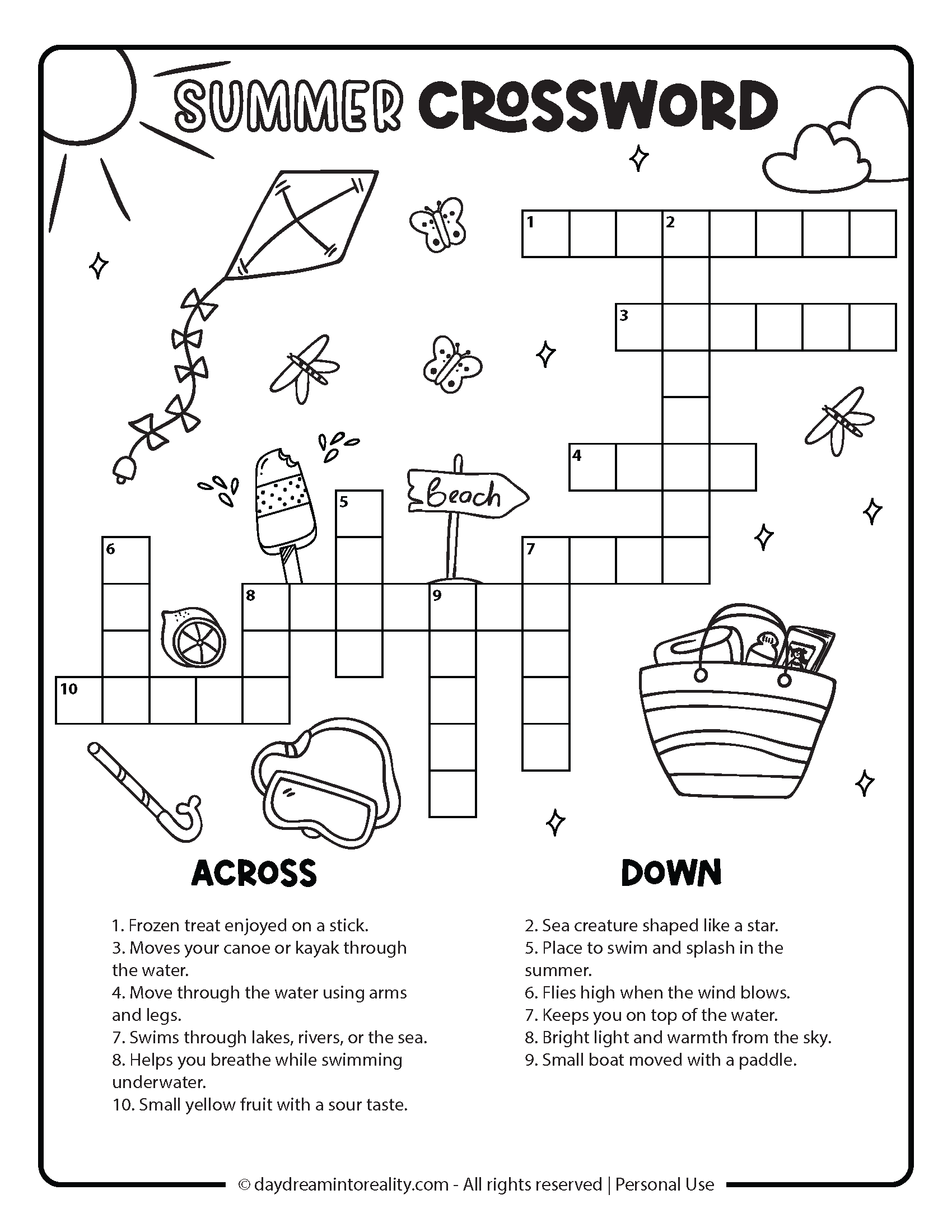 Easy Crossword Puzzles For Kids Printable