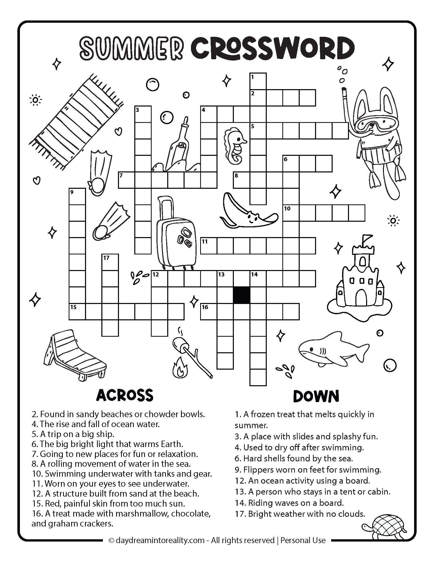 Summer Crossword Puzzle Printable