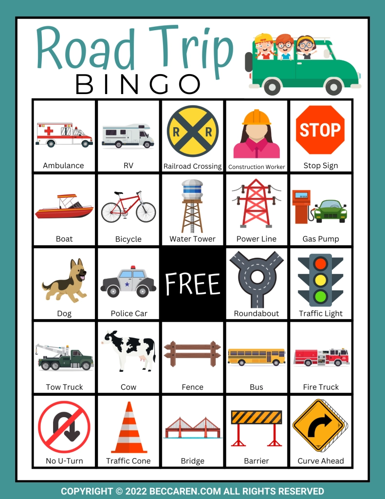 12 Free Printable Road Trip Bingo Cards 