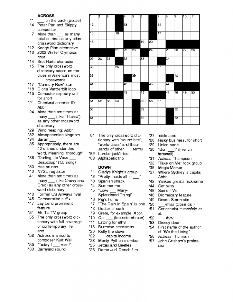 Free Printable Crosswords Hard