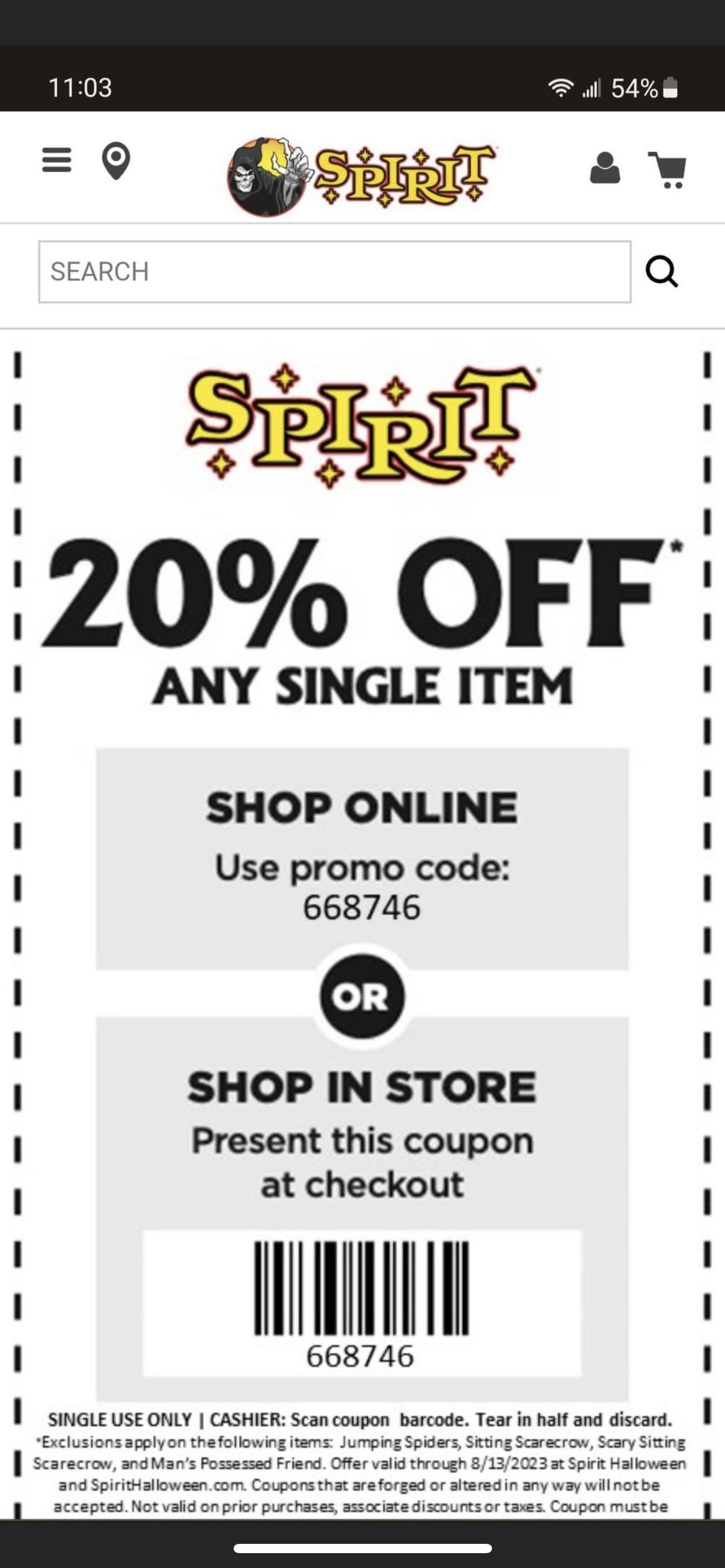20 Off Coupon R SpiritHalloween
