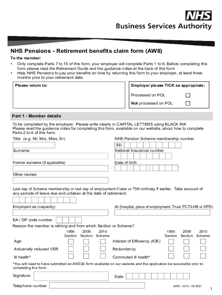 2021 2025 Form UK NHS AW8 Fill Online Printable Fillable Blank 