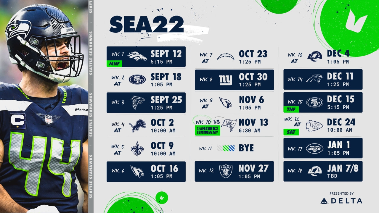 2022 Seattle Seahawks Schedule Complete Schedule Dates Times 