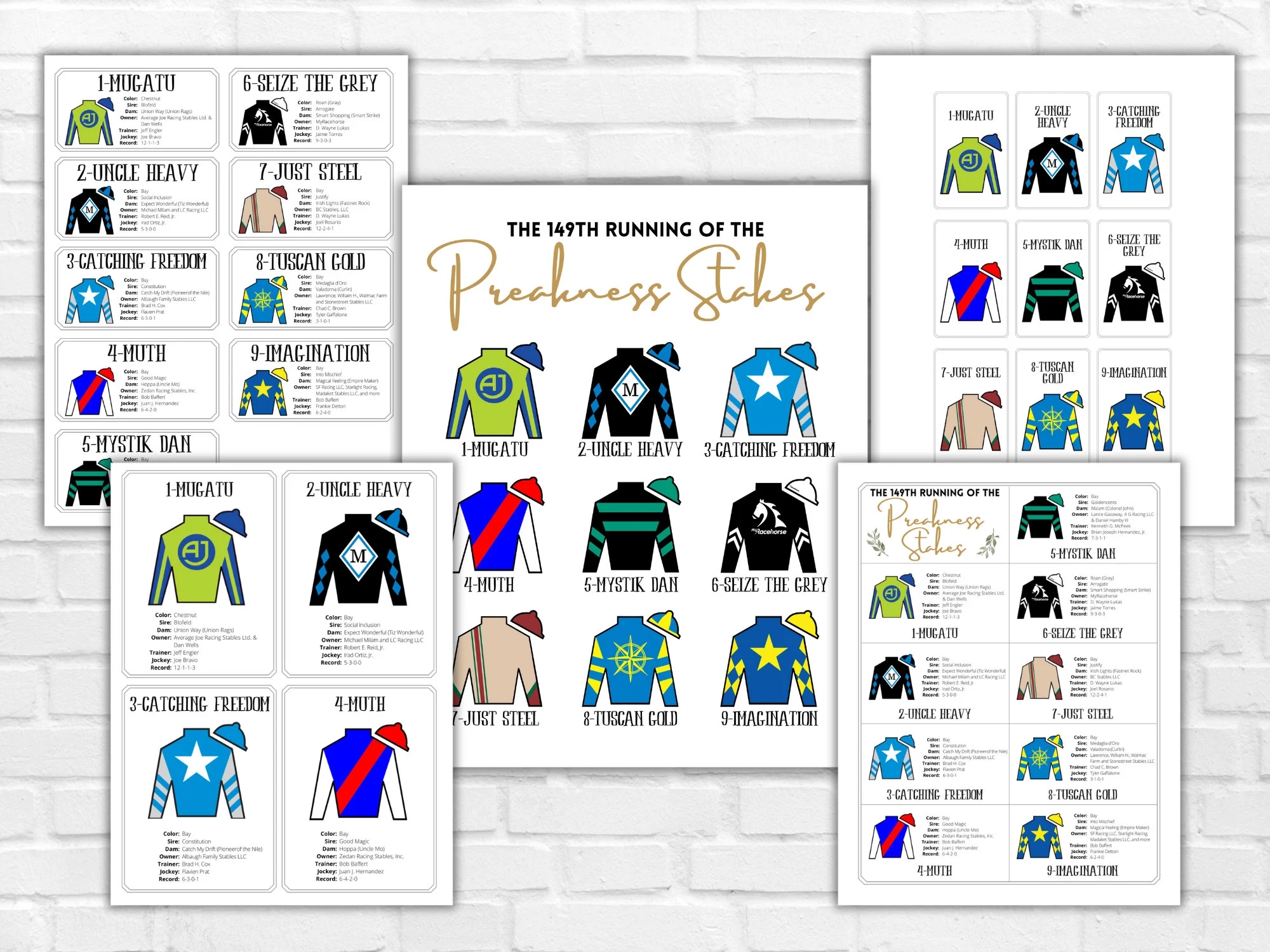 2024 Preakness Horse Jockey Silks Horse Roster Printables 
