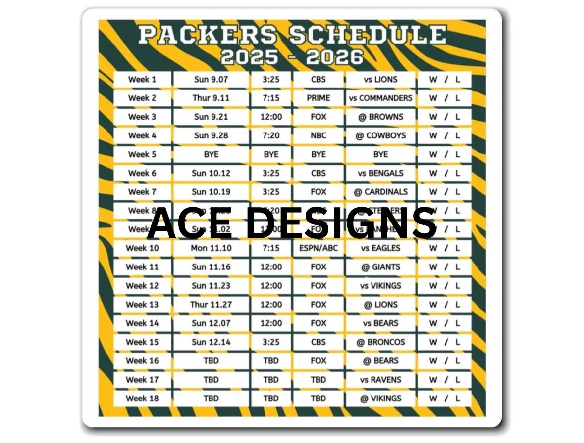 2025 2026 Green Bay Packers Schedule Magnet 6 X 6 Inches NFL 