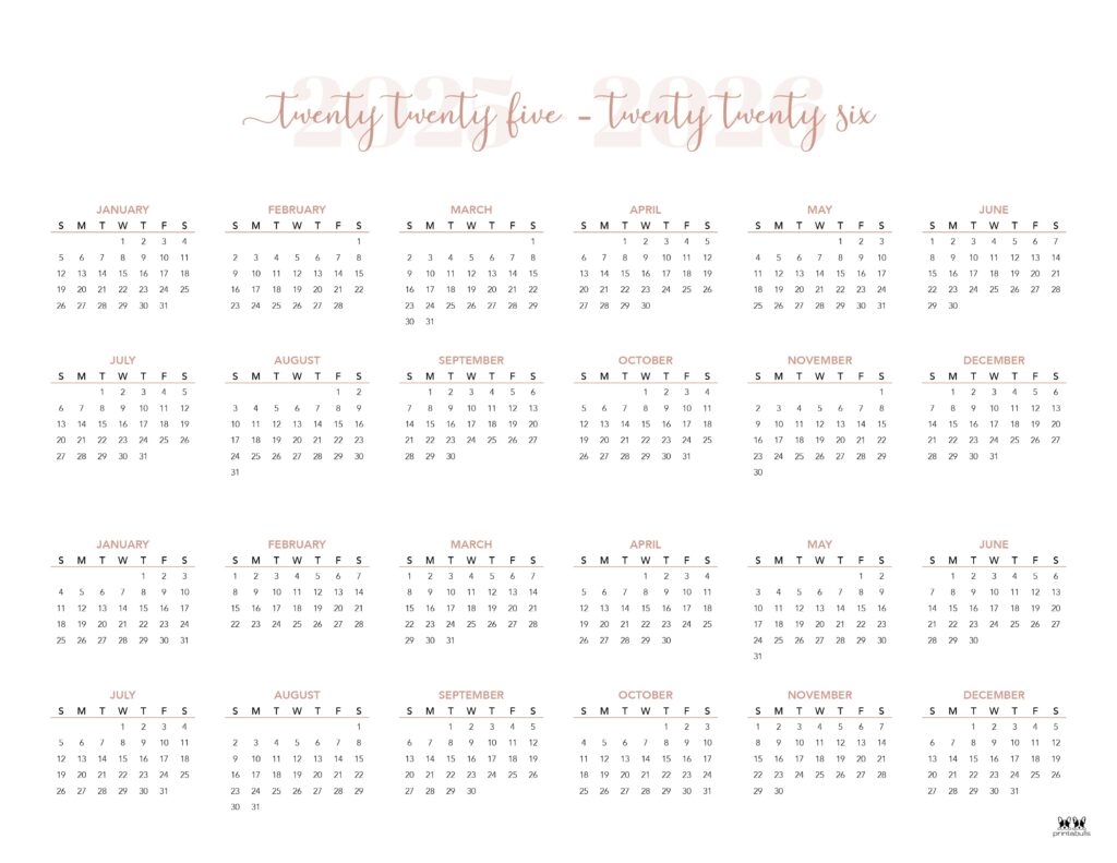 2025 And 2026 Calendar Printable
