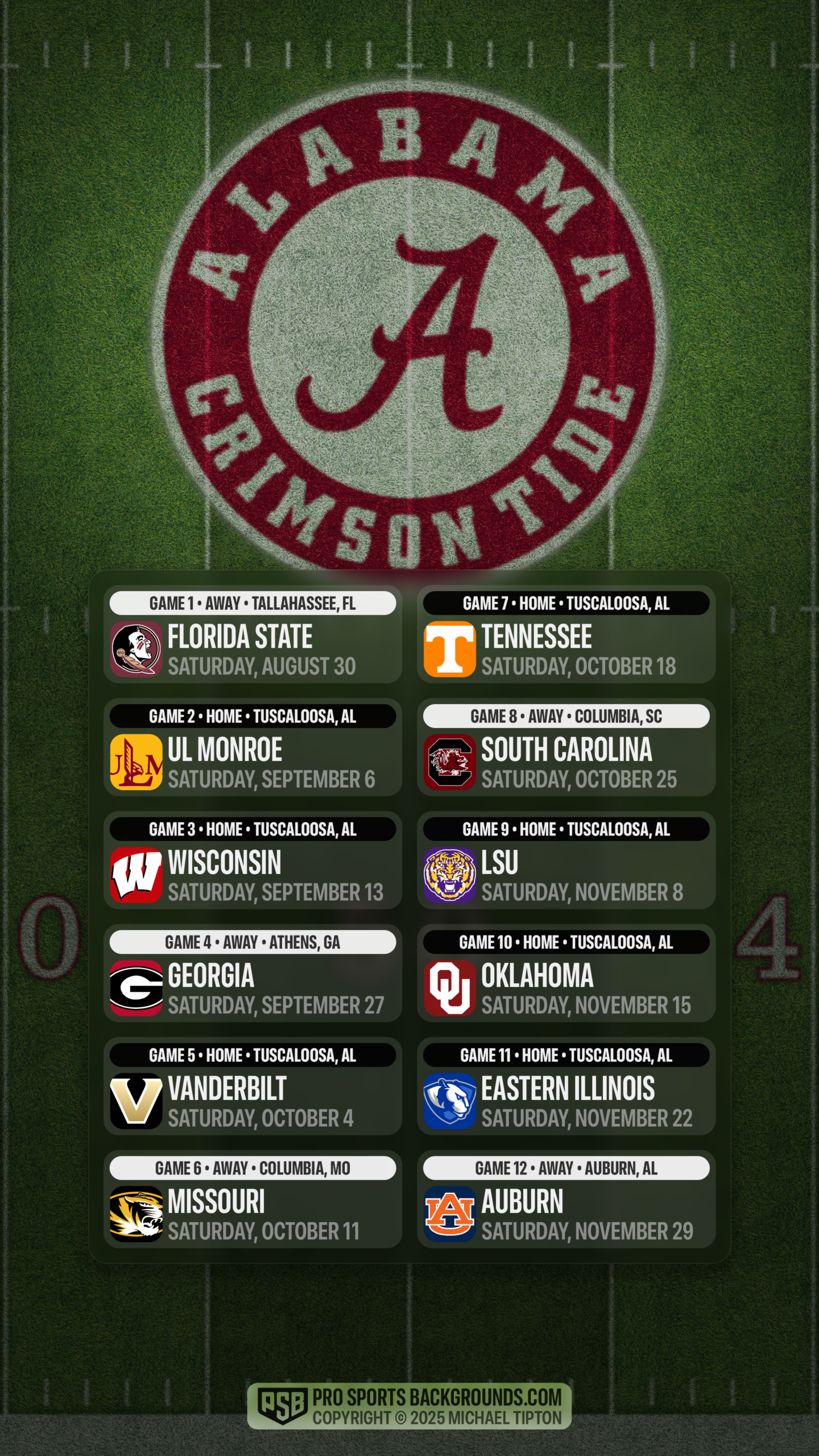 Alabama Football Schedule Printable