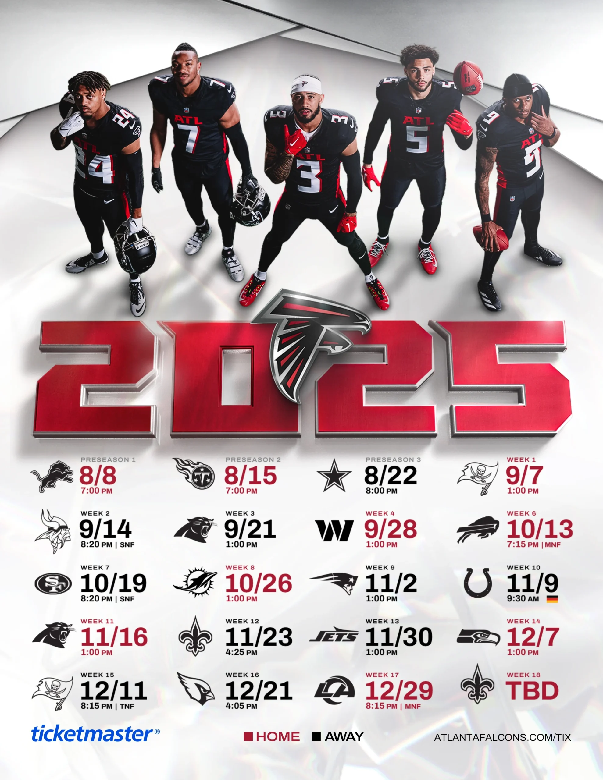 Printable Atlanta Falcons Schedule 2026