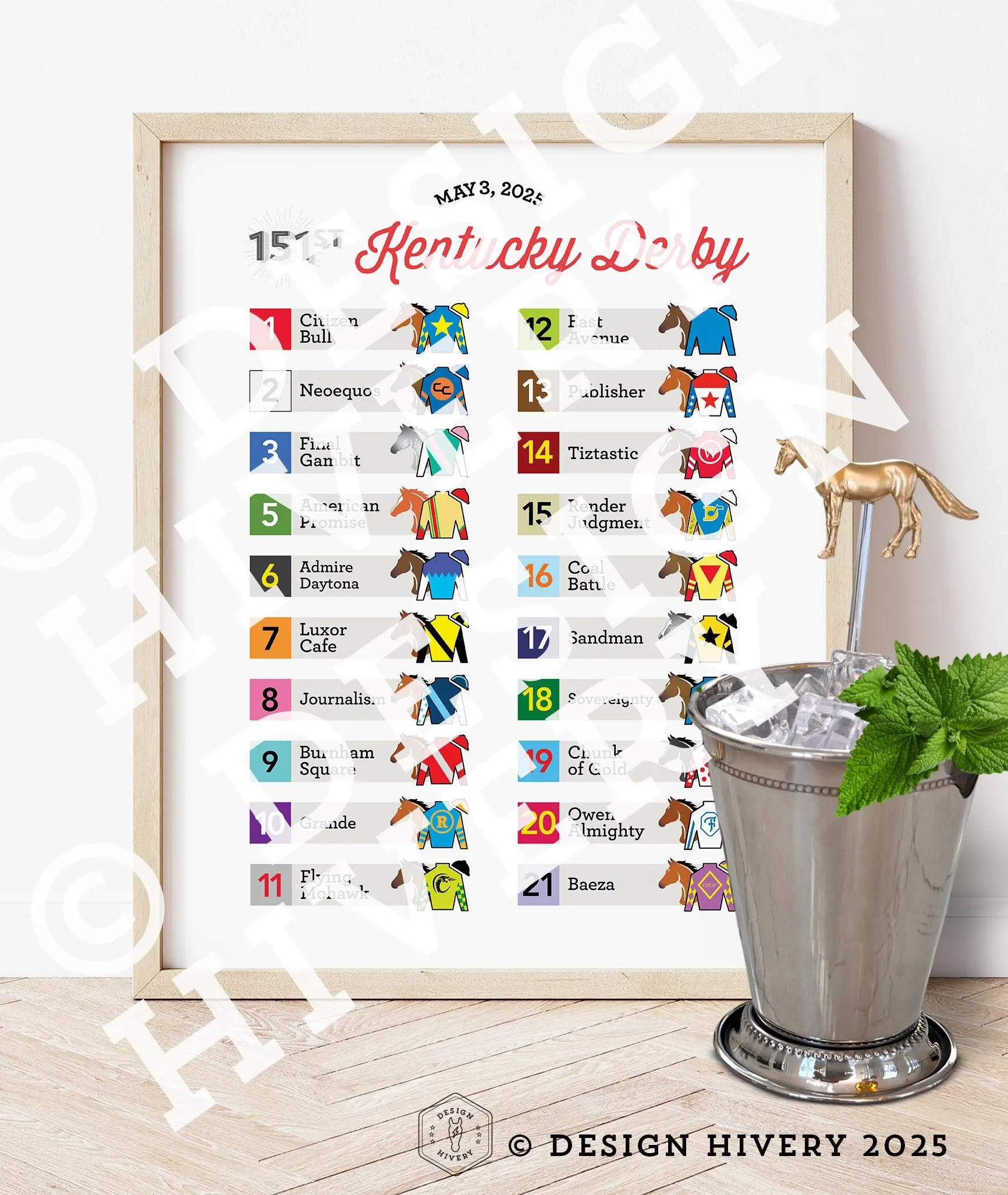 2026 Kentucky Derby Poster Derby Party Decoration Derby Horses 