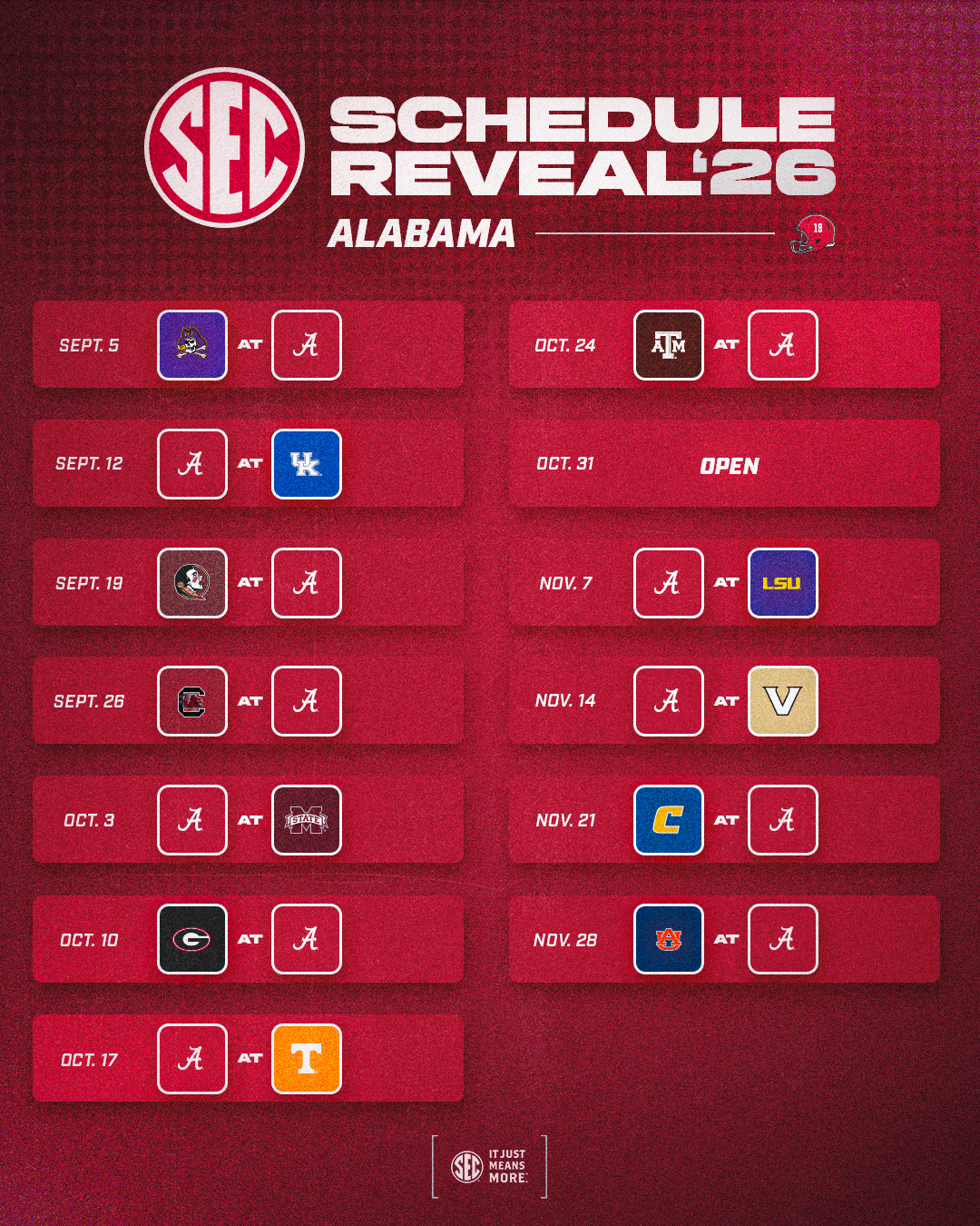 2026 SEC Football Schedule Southeastern Conference
