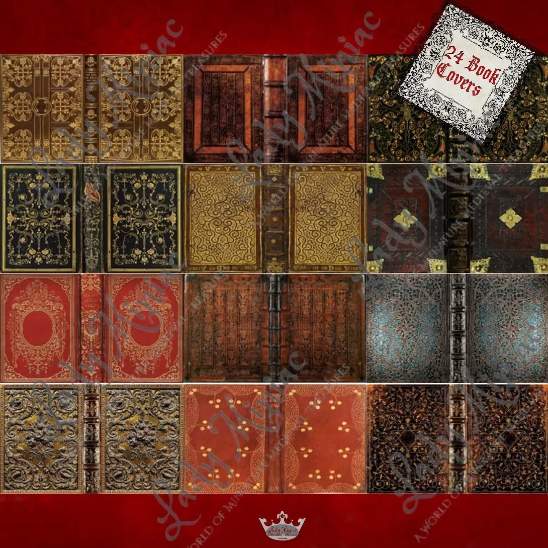 24 Decorative Antique Book Covers Lady Miniac