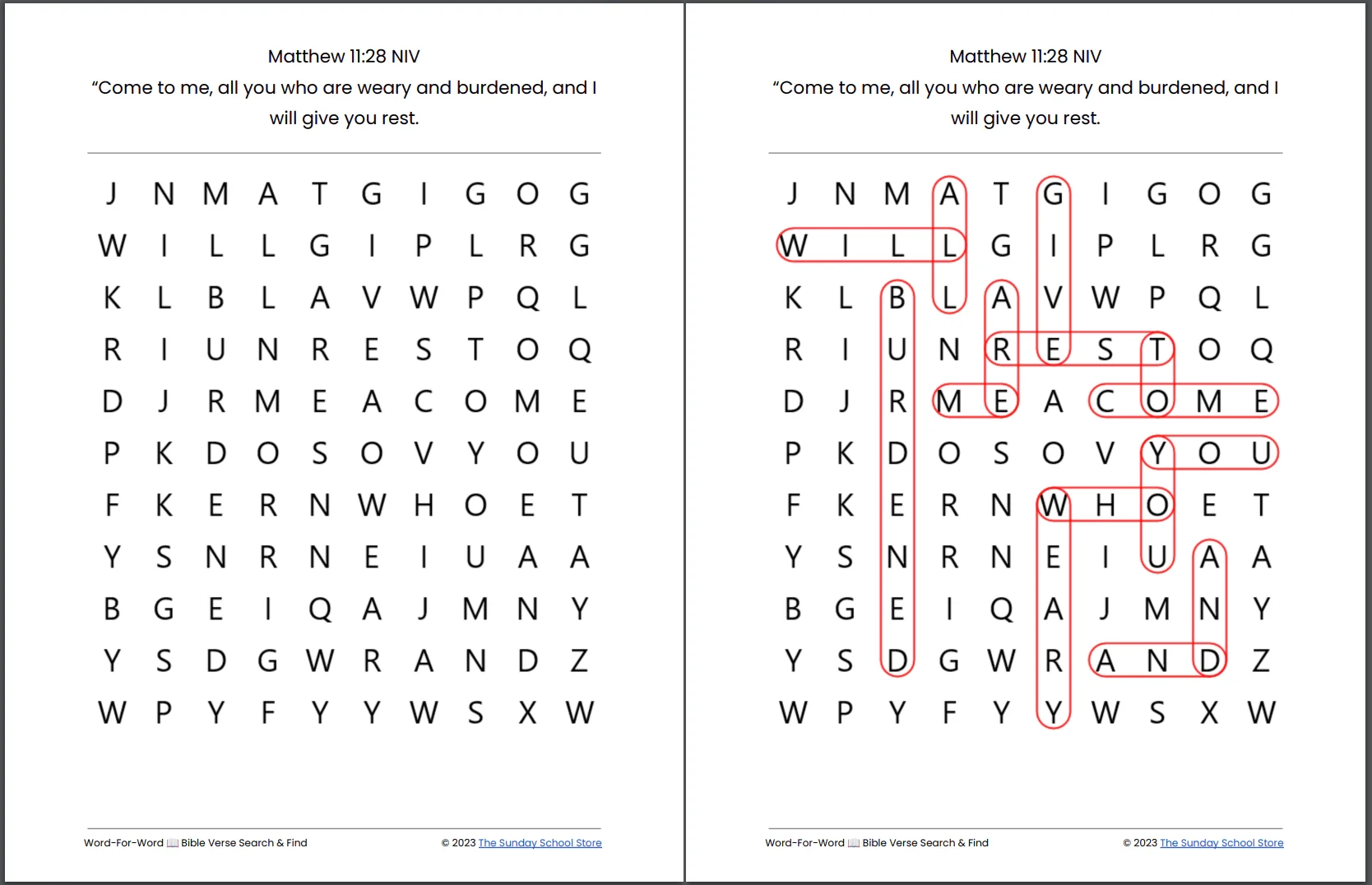 Biblical Word Search Printable