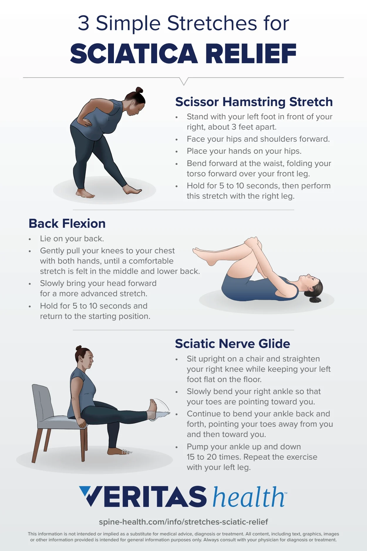3 Simple Stretches For Sciatica Infographic