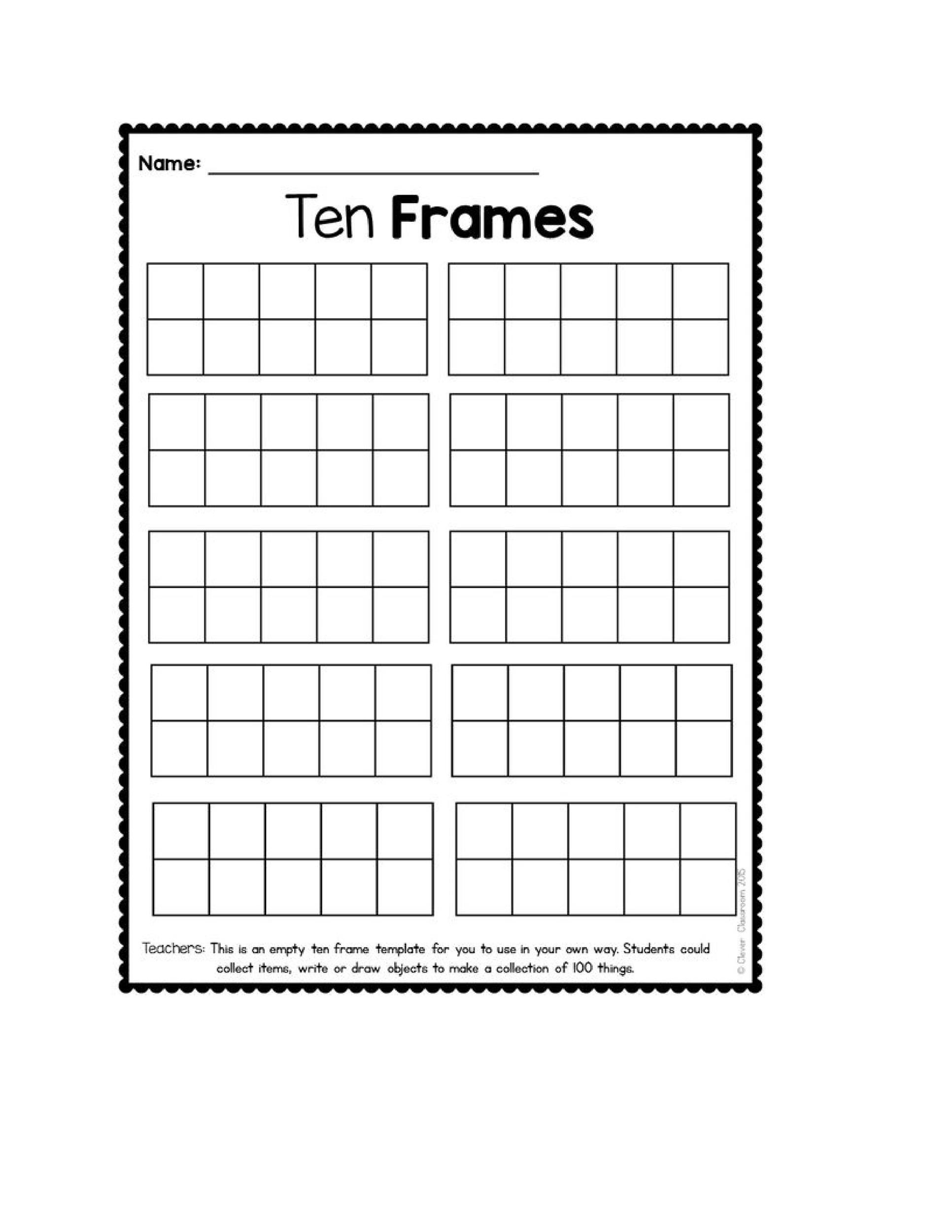 Ten Frame Printable