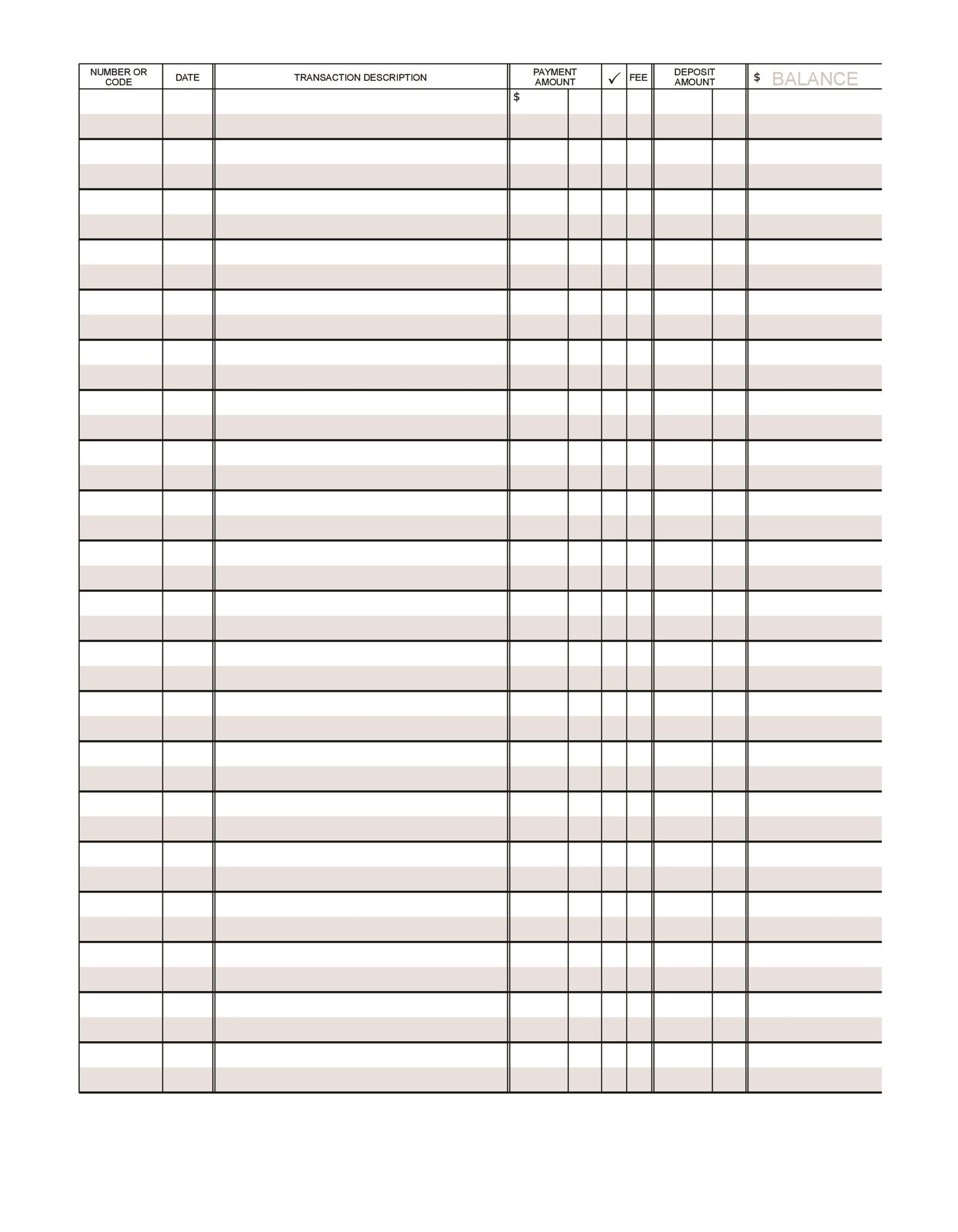 Printable Bank Register