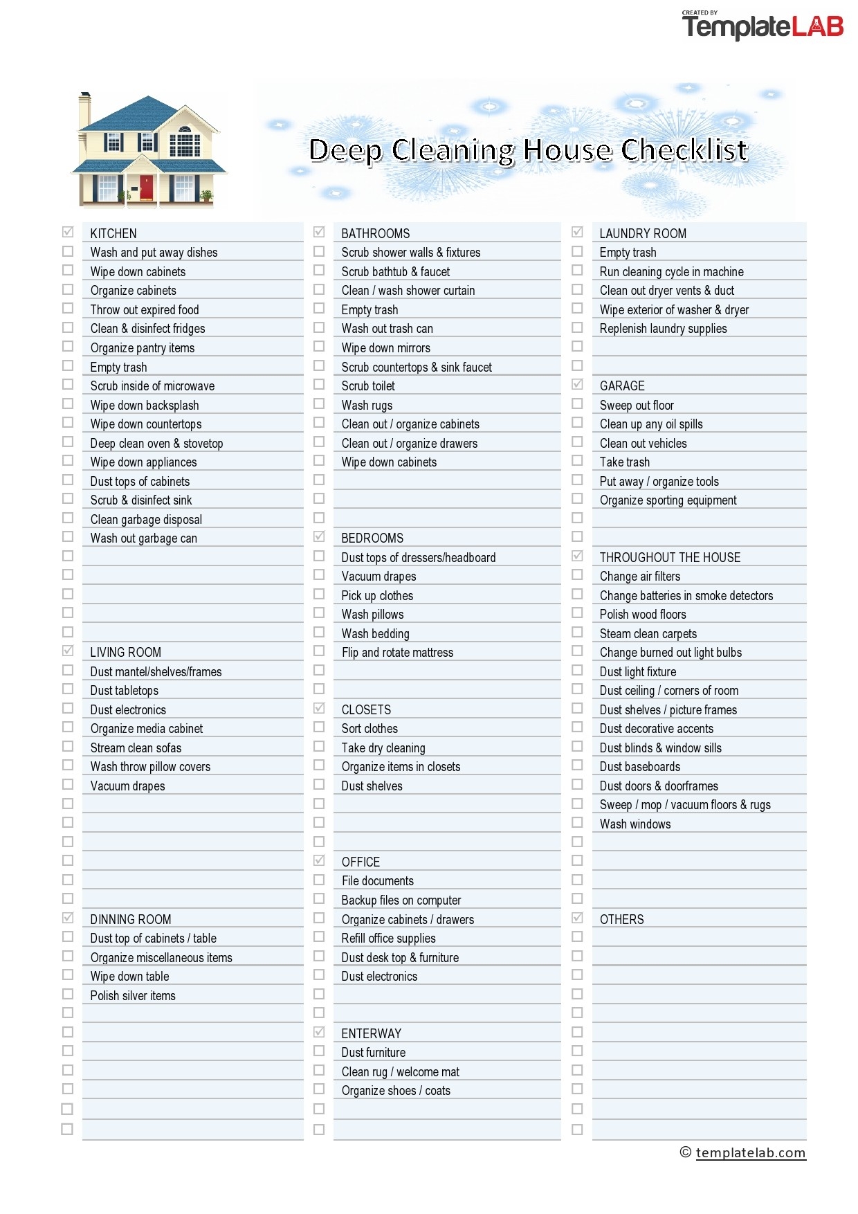 Free Printable House Cleaning List