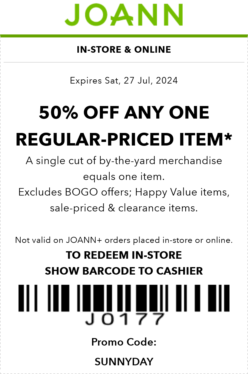 Joann Printable Coupon