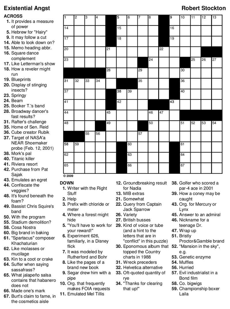 Hard Crossword Puzzle Printable