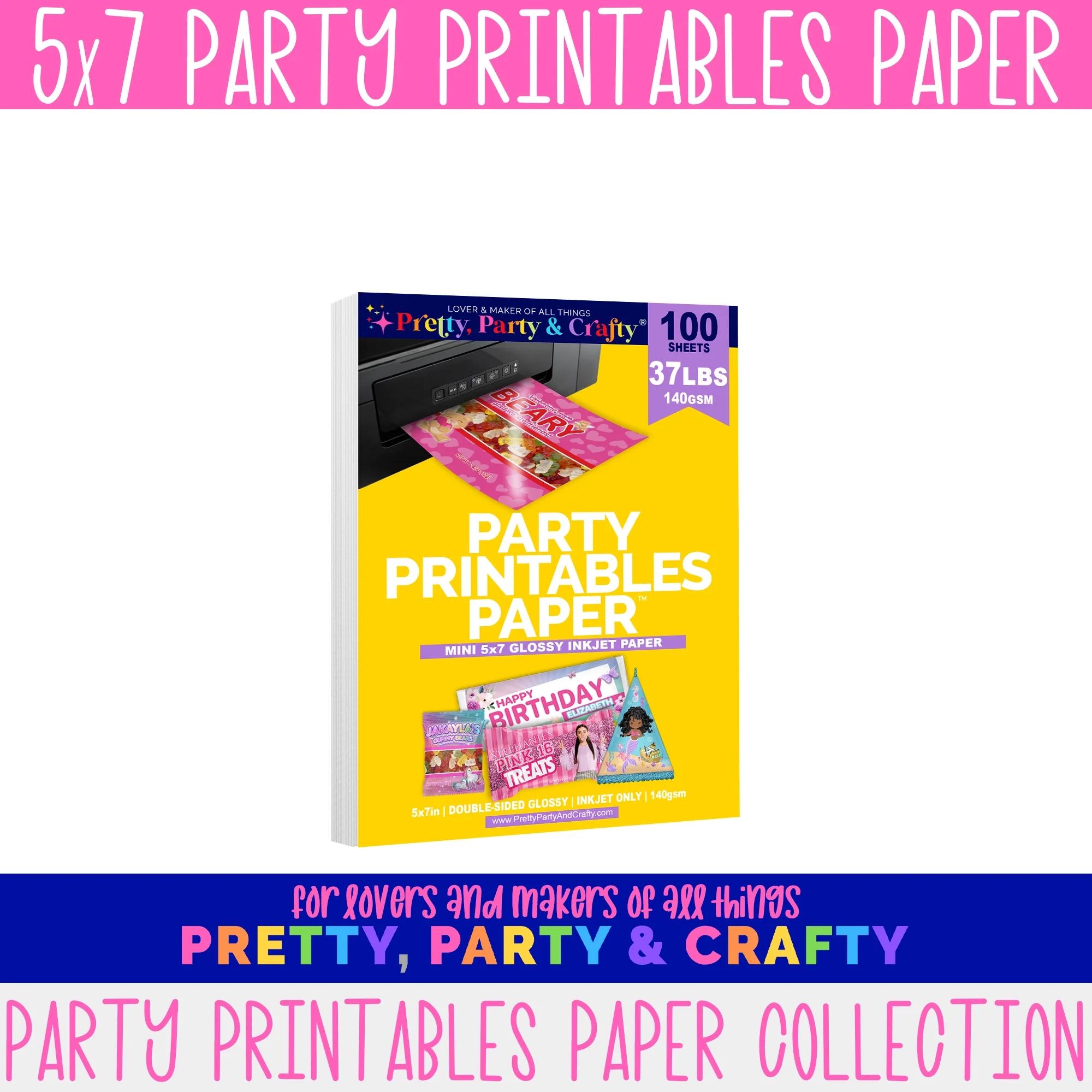 5x7 Mini Party Printables Paper precut Pretty Party And Crafty