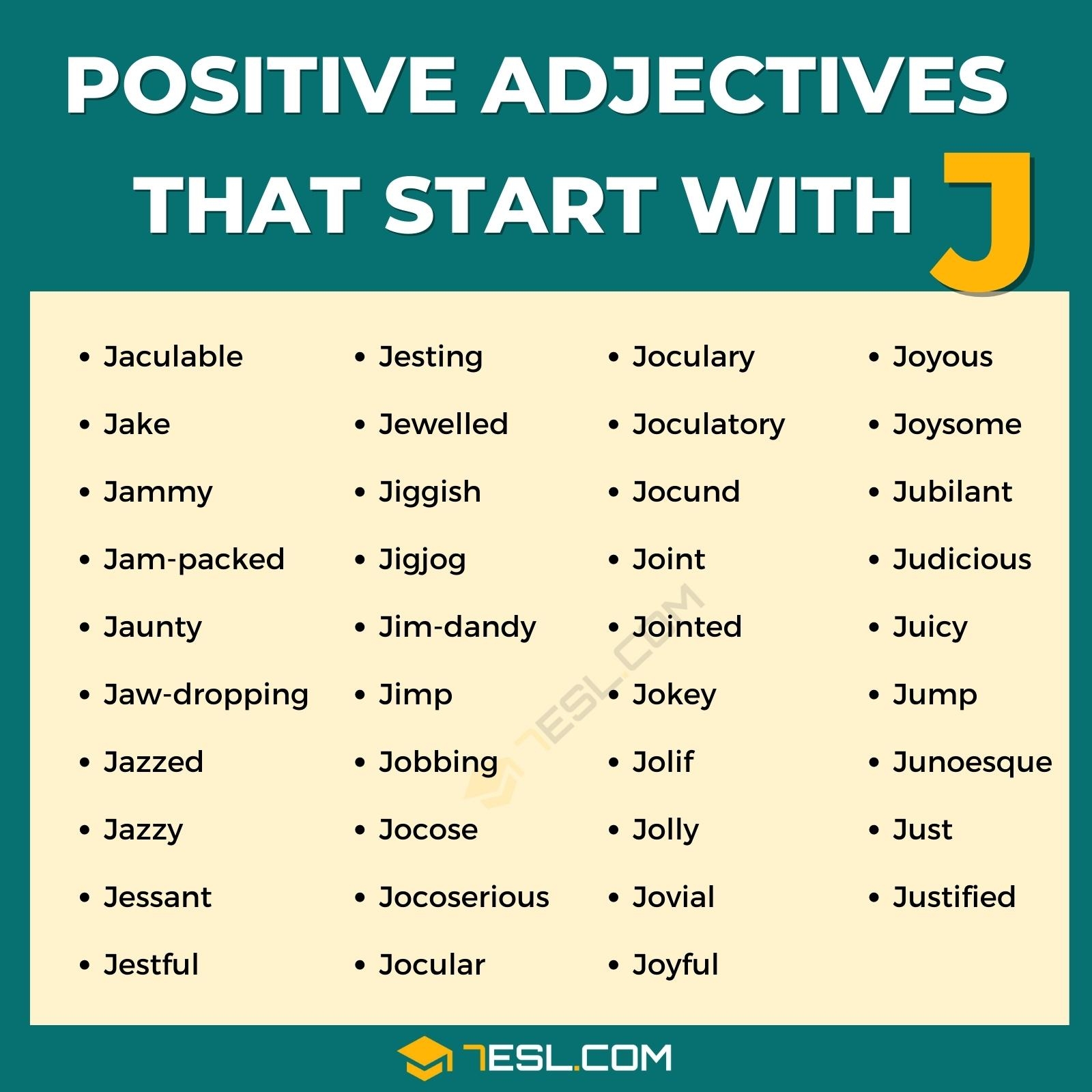 62 Useful Positive Adjectives That Start With J In English 7ESL