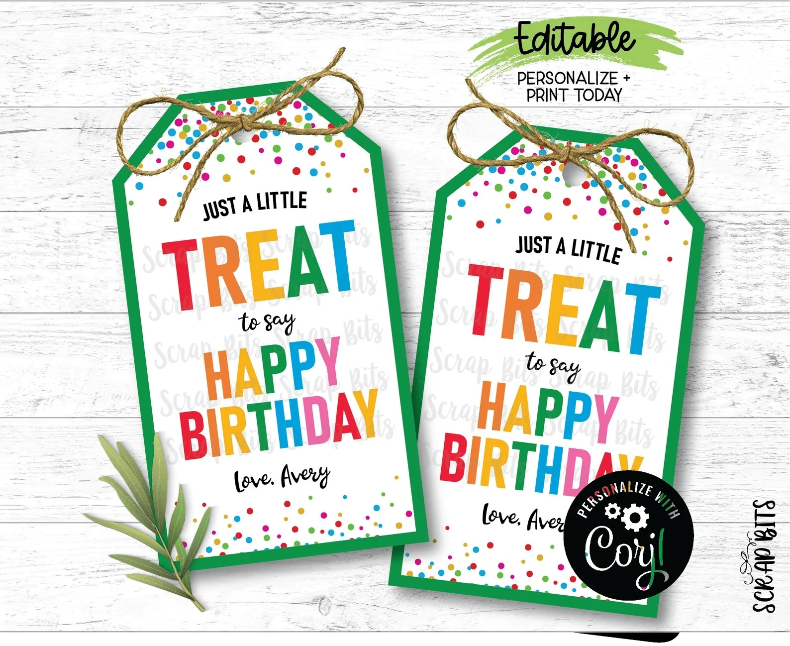 A Little Treat To Say Happy Birthday Printable Birthday Gift Tags 