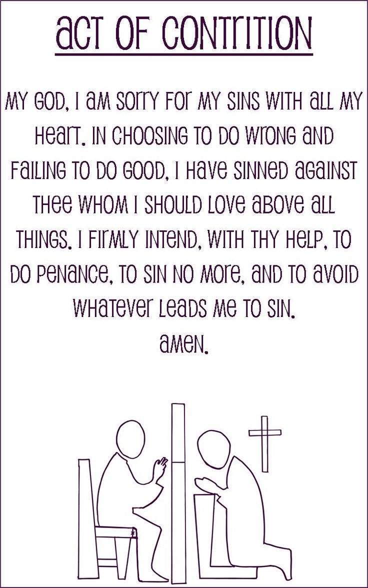 Act Of Contrition simplified Language Prayer Card For Kids half 