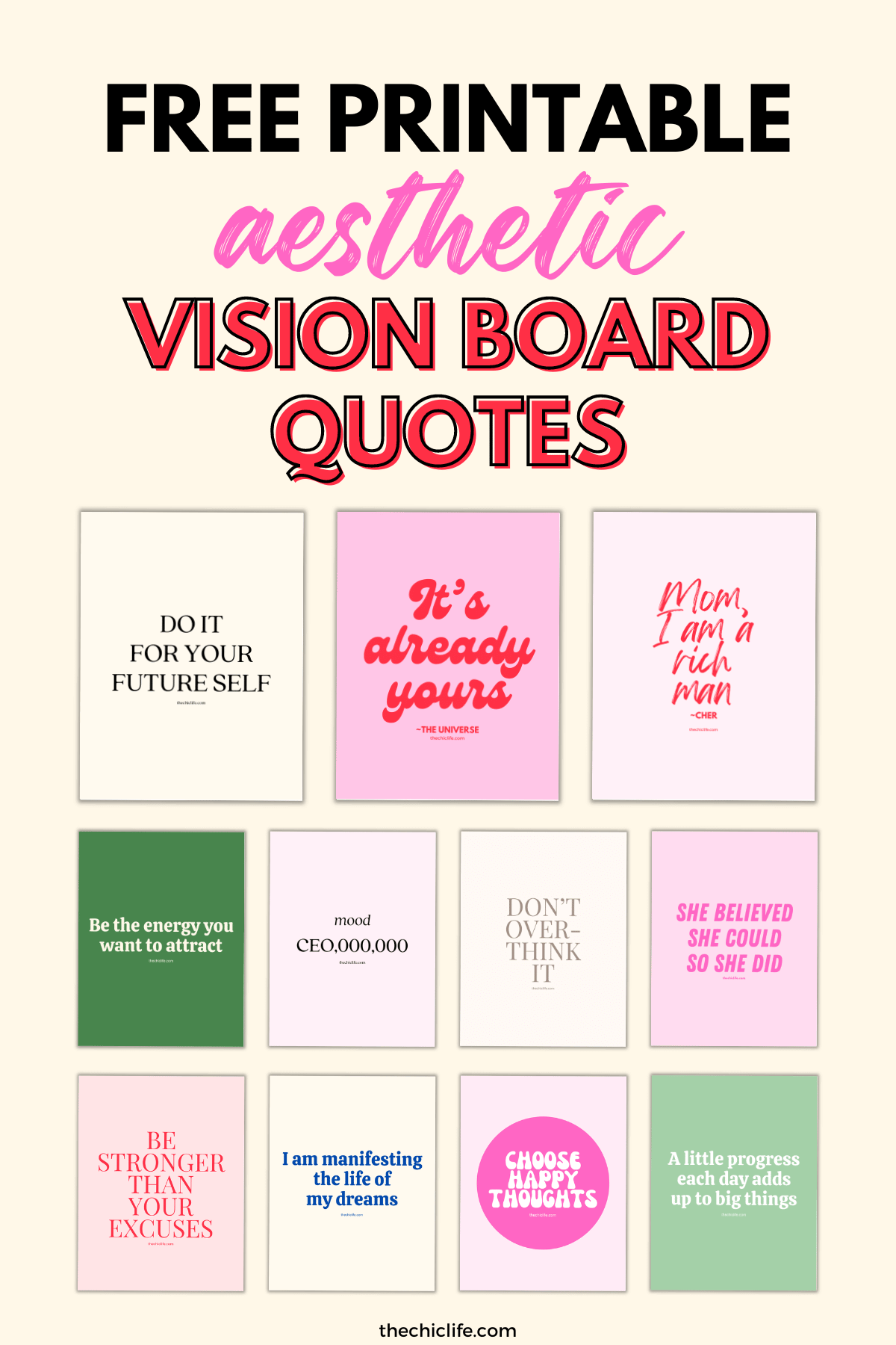Aesthetic Vision Board Quotes 2026 Free Printable Of Beautiful 