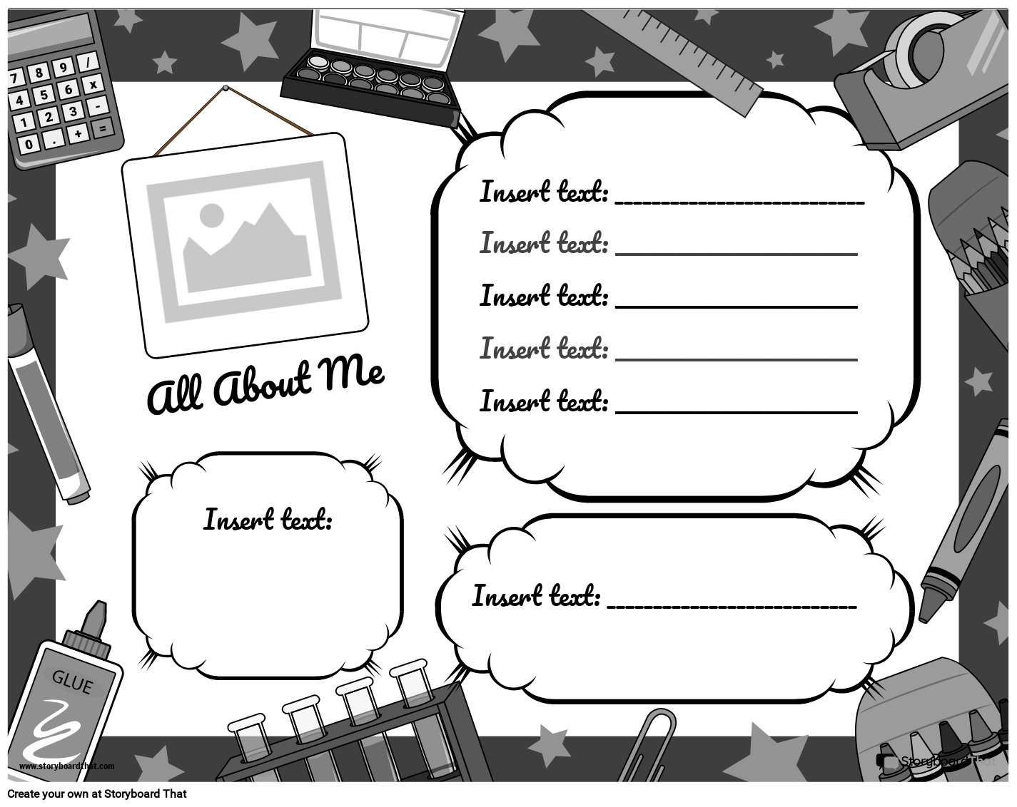 All About Me Printable Poster Black And White