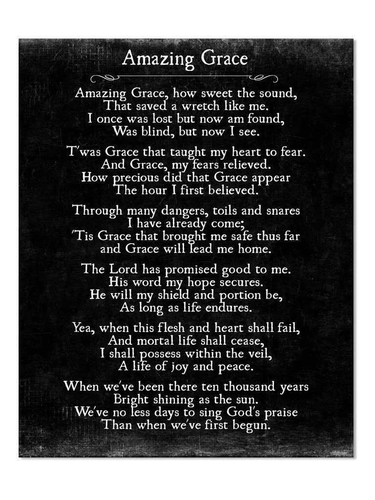 Amazing Grace Lyrics Print Christian Wall Art Amazing Grace Wall 