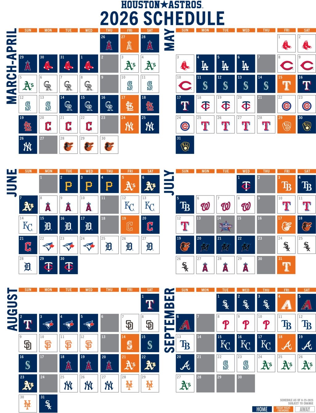 Astros Printable Schedule Houston Astros