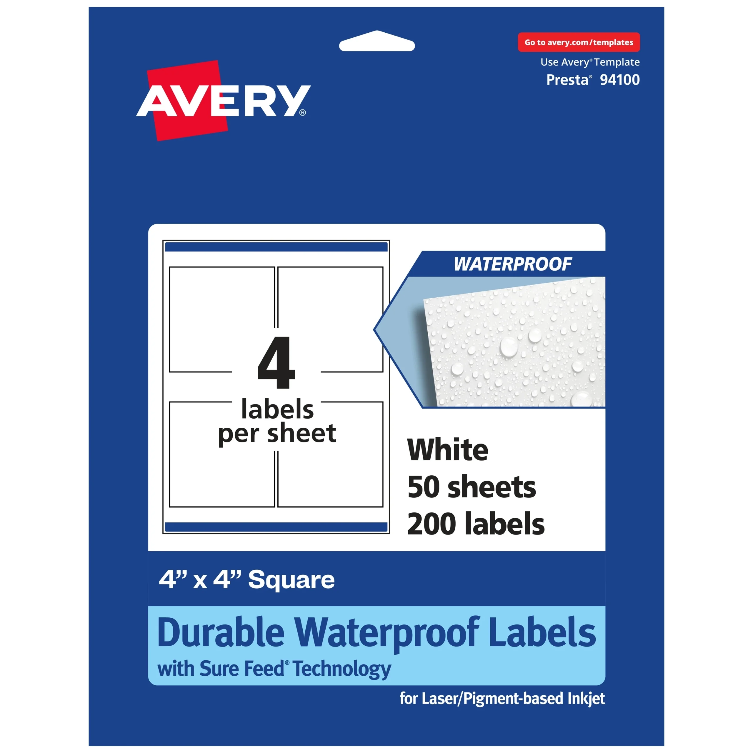 Avery Waterproof Square Labels 4 X 4 200 Finland Ubuy