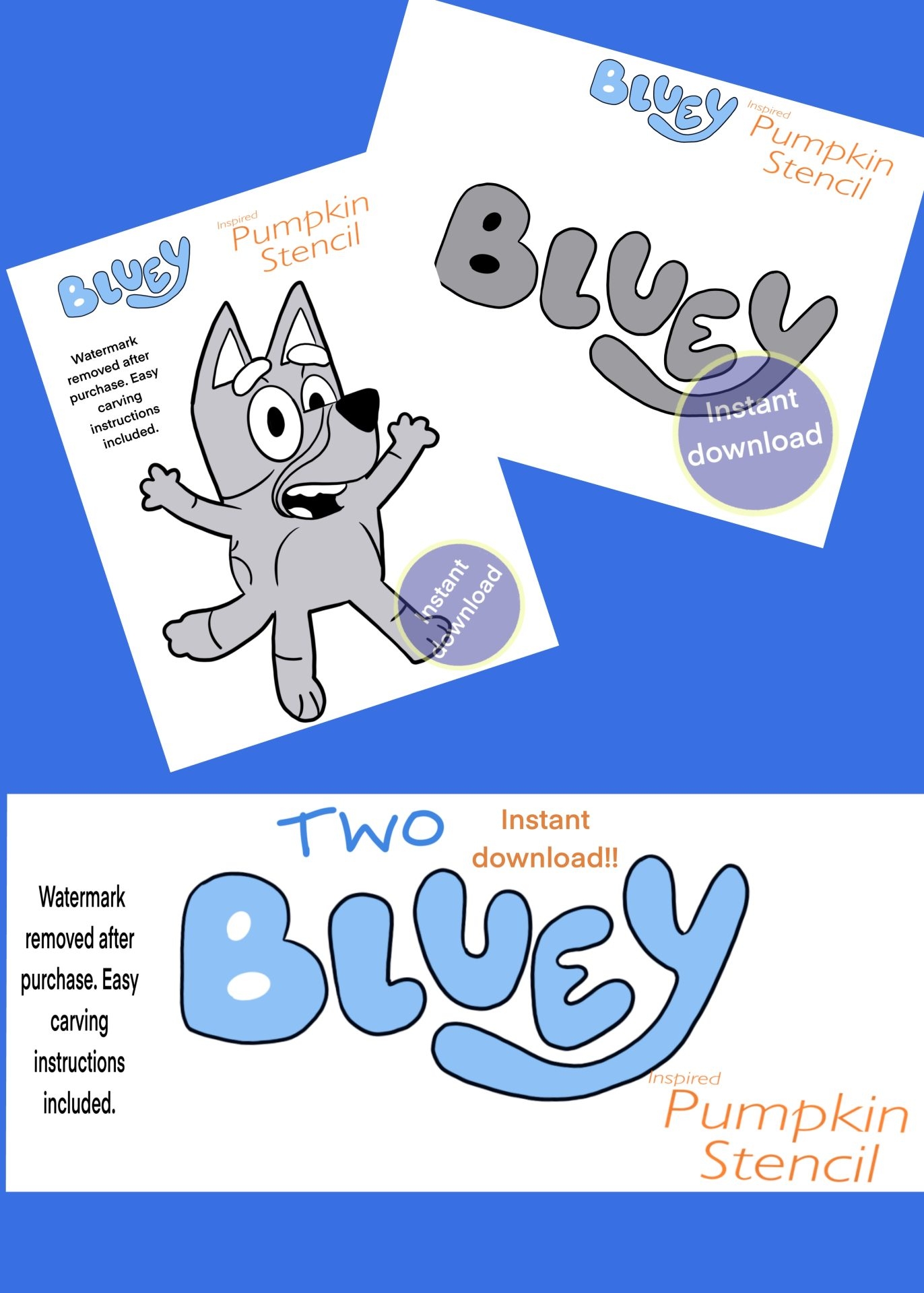 Printable Bluey Pumpkin Stencil