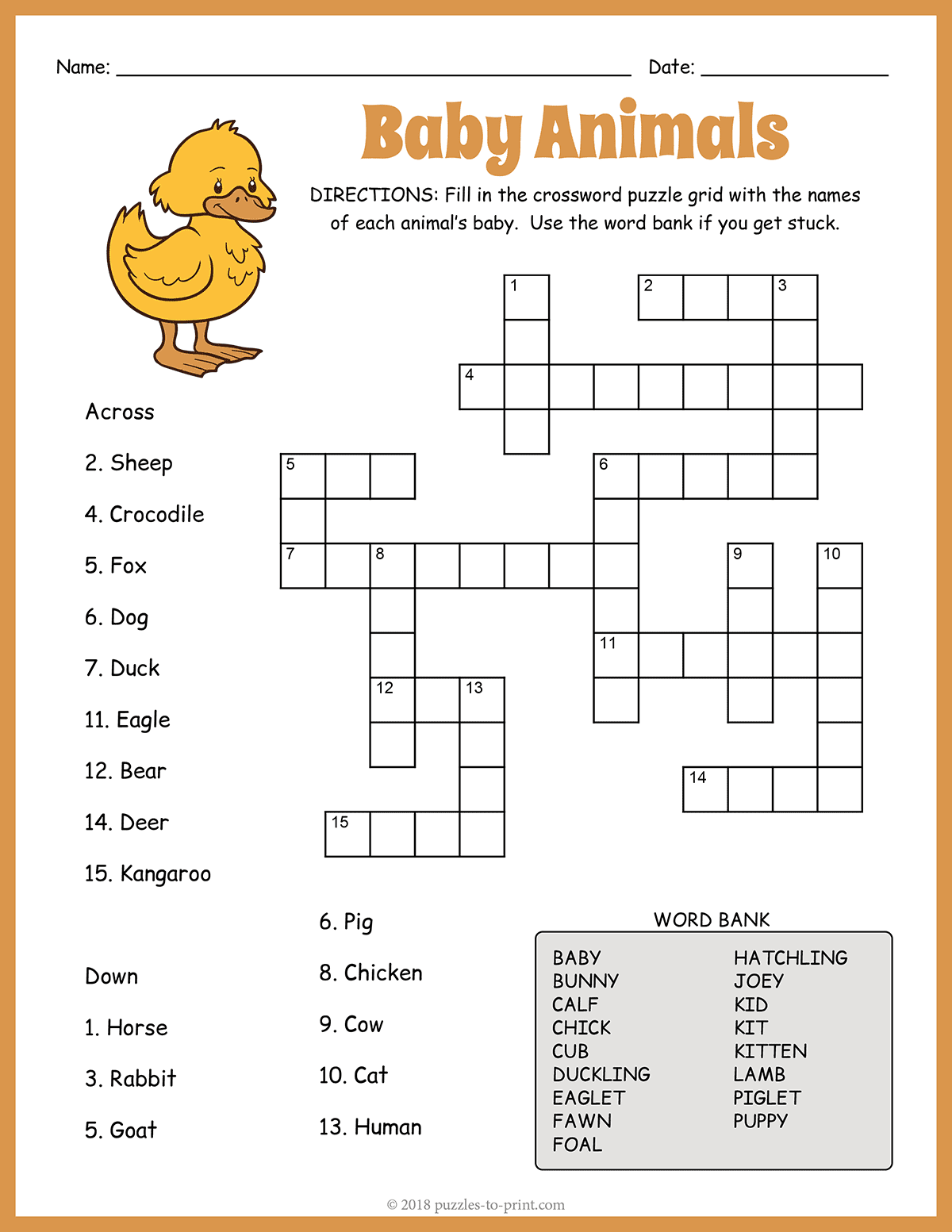 Free Printable Crossword Puzzles For Elementary Students