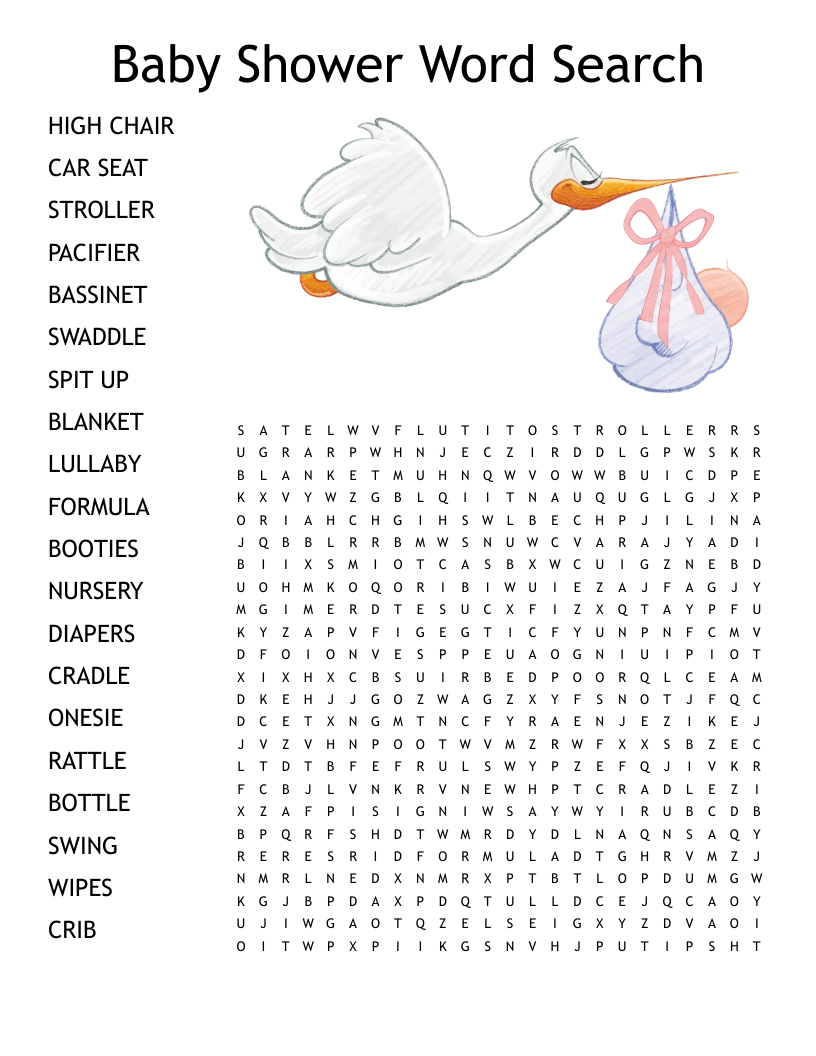 Baby Shower Crossword Puzzle Free Printable