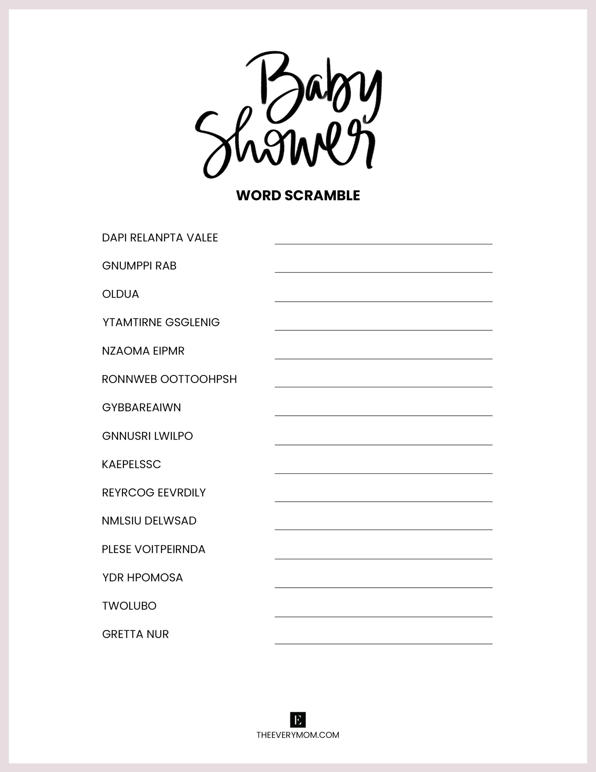 Free Baby Shower Printables